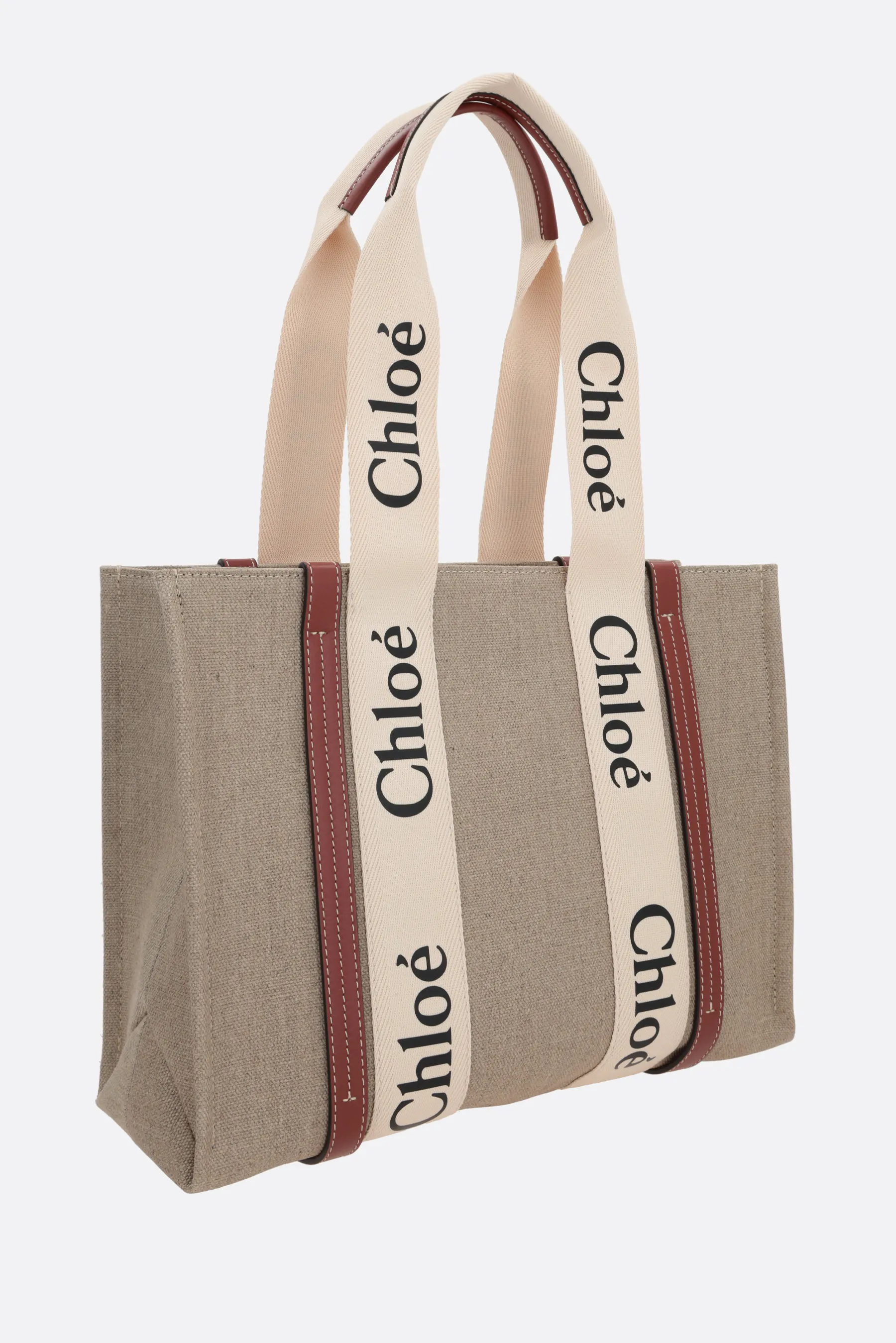  CHLOÉ borsa tote Woody media in canvas 