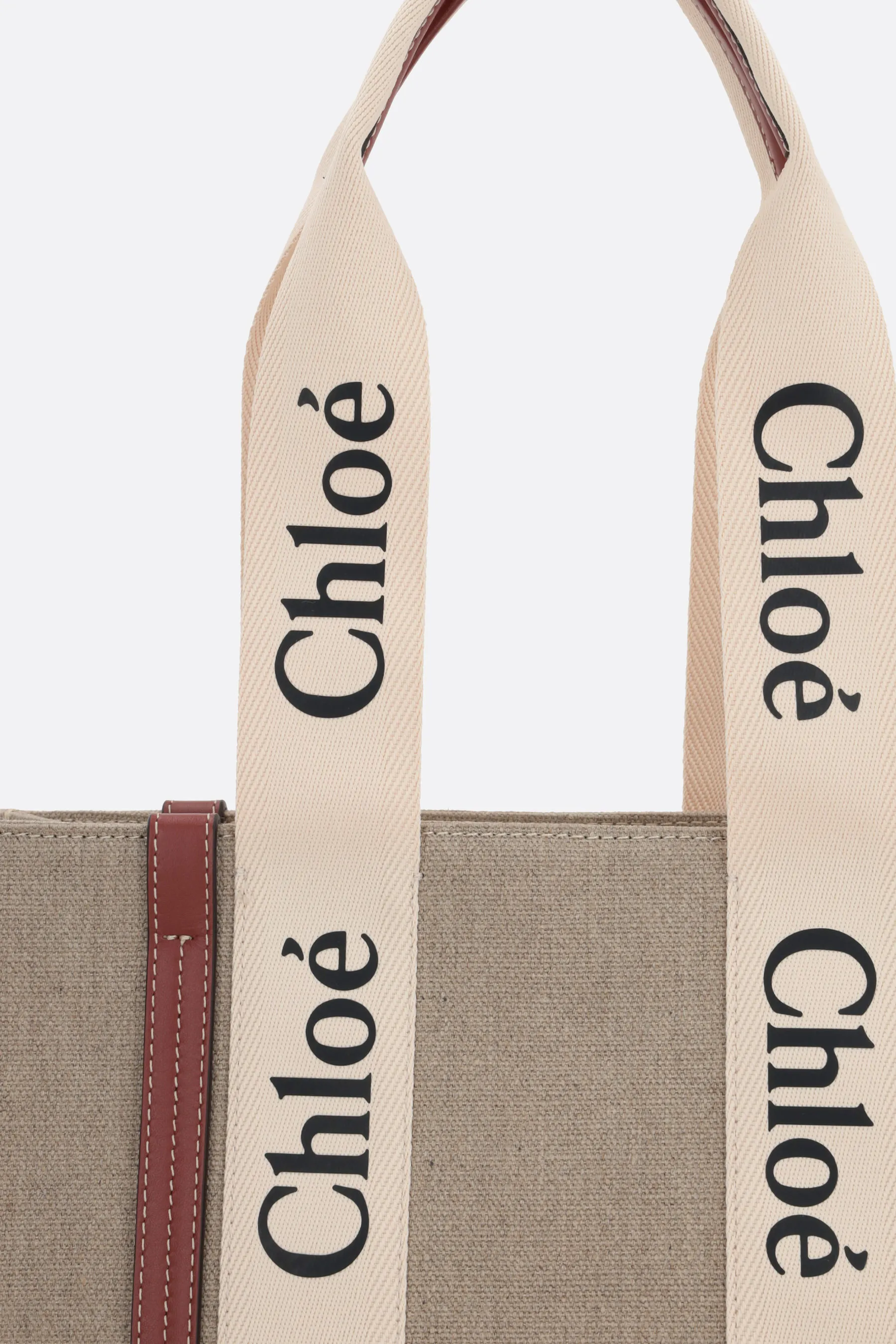  CHLOÉ borsa tote Woody media in canvas 