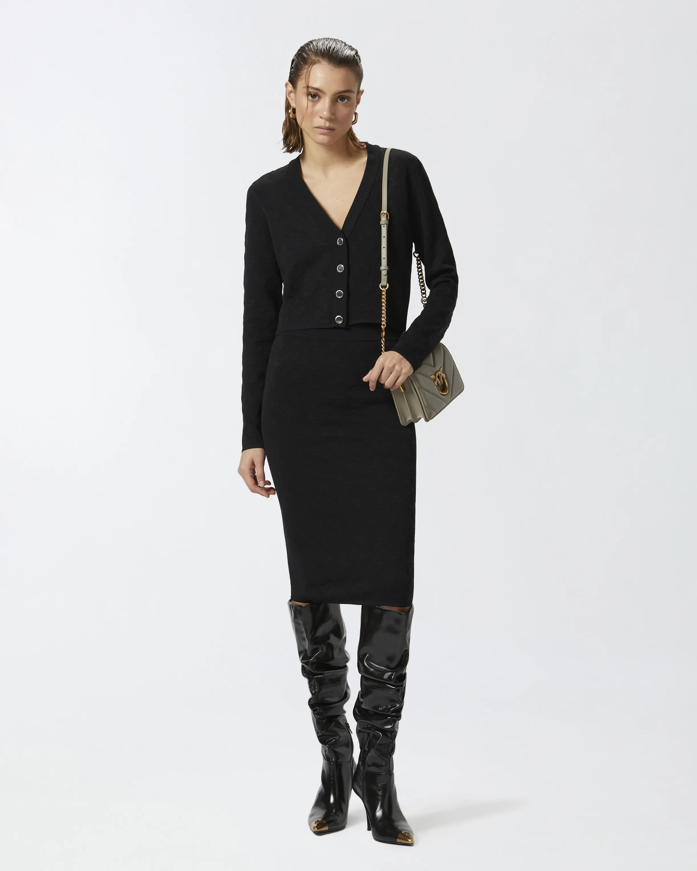  Crop cardigan Monogram scollo a V    
