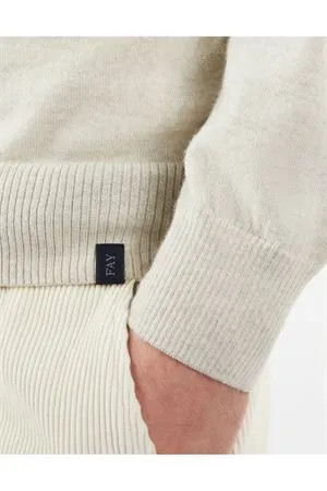 FAY Abbigliamento,Maglieria Dolcevita in maglia di lana rasata panna 