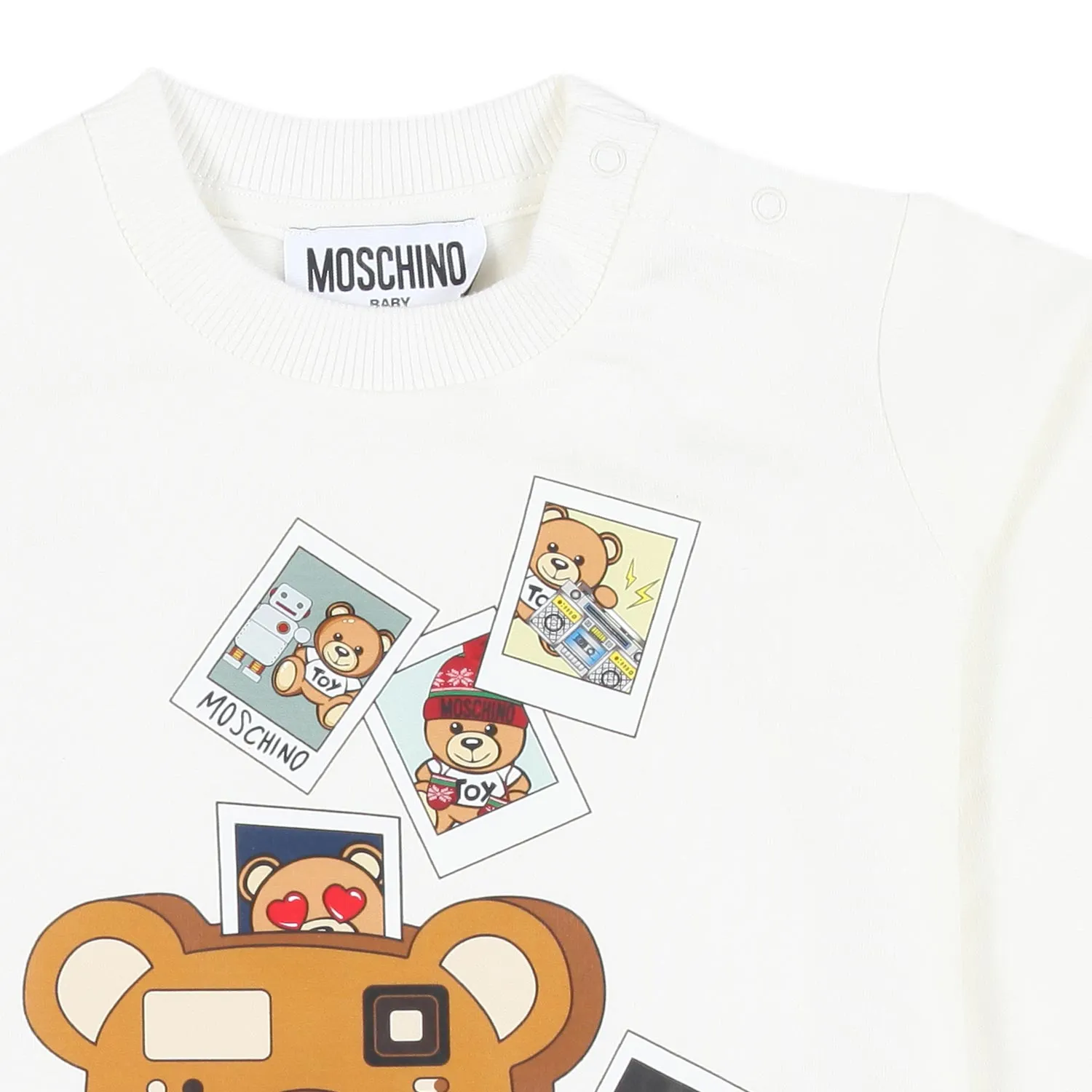 Felpa Baby Bianca Con Stampe Teddy Bear