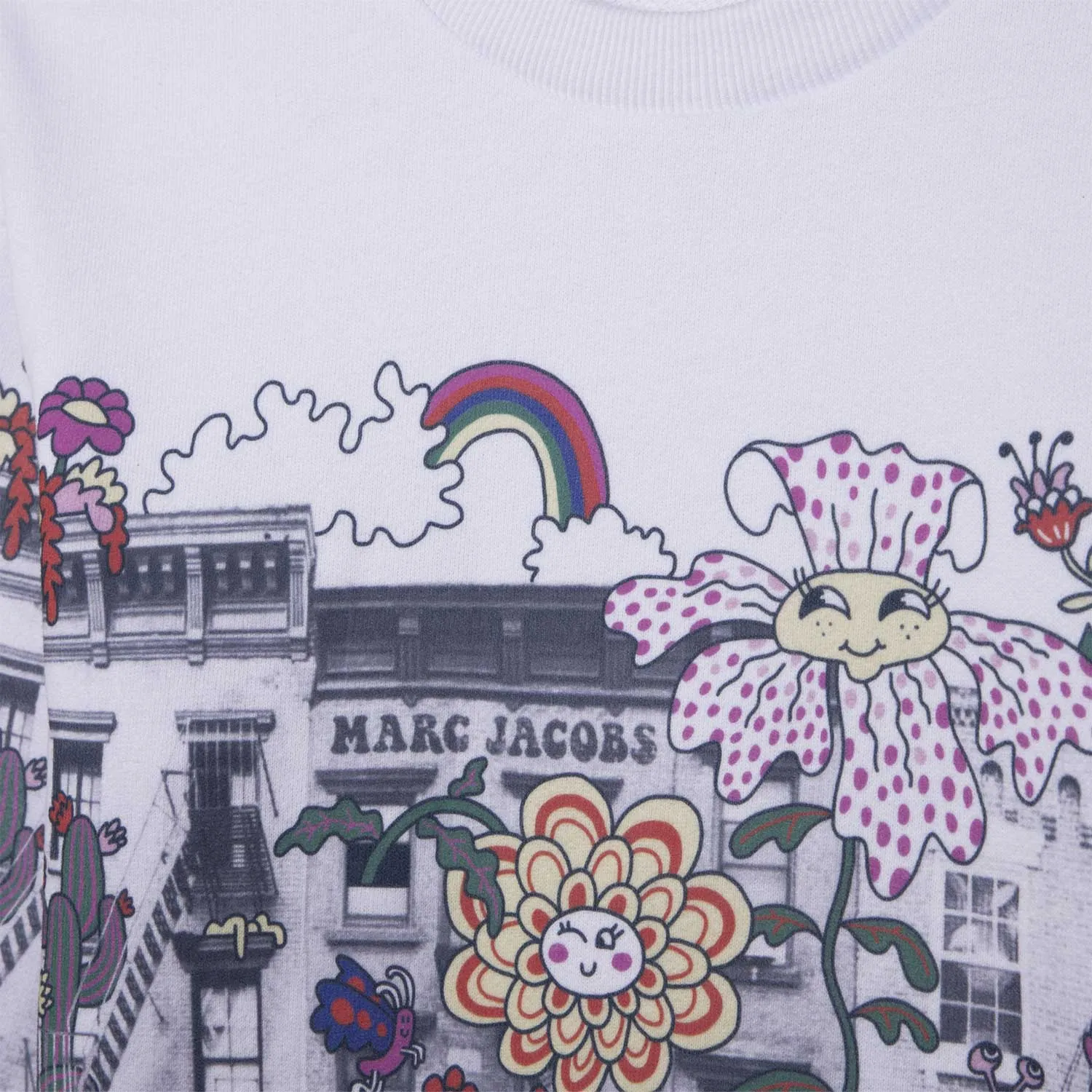Felpa Bianca Con Stampe Multicolor Bambina