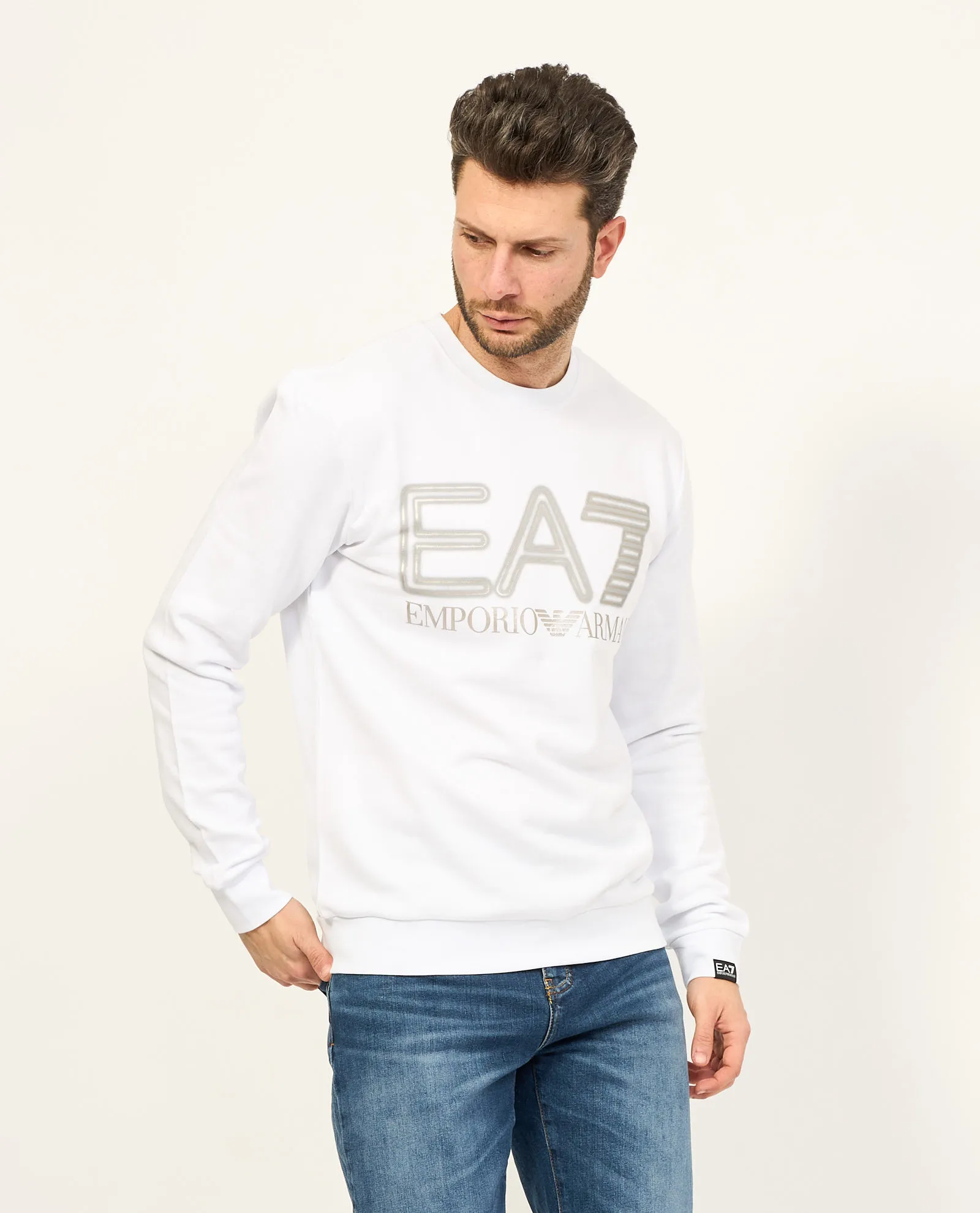 Felpa EA7 in girocollo con Logo Series in cotone