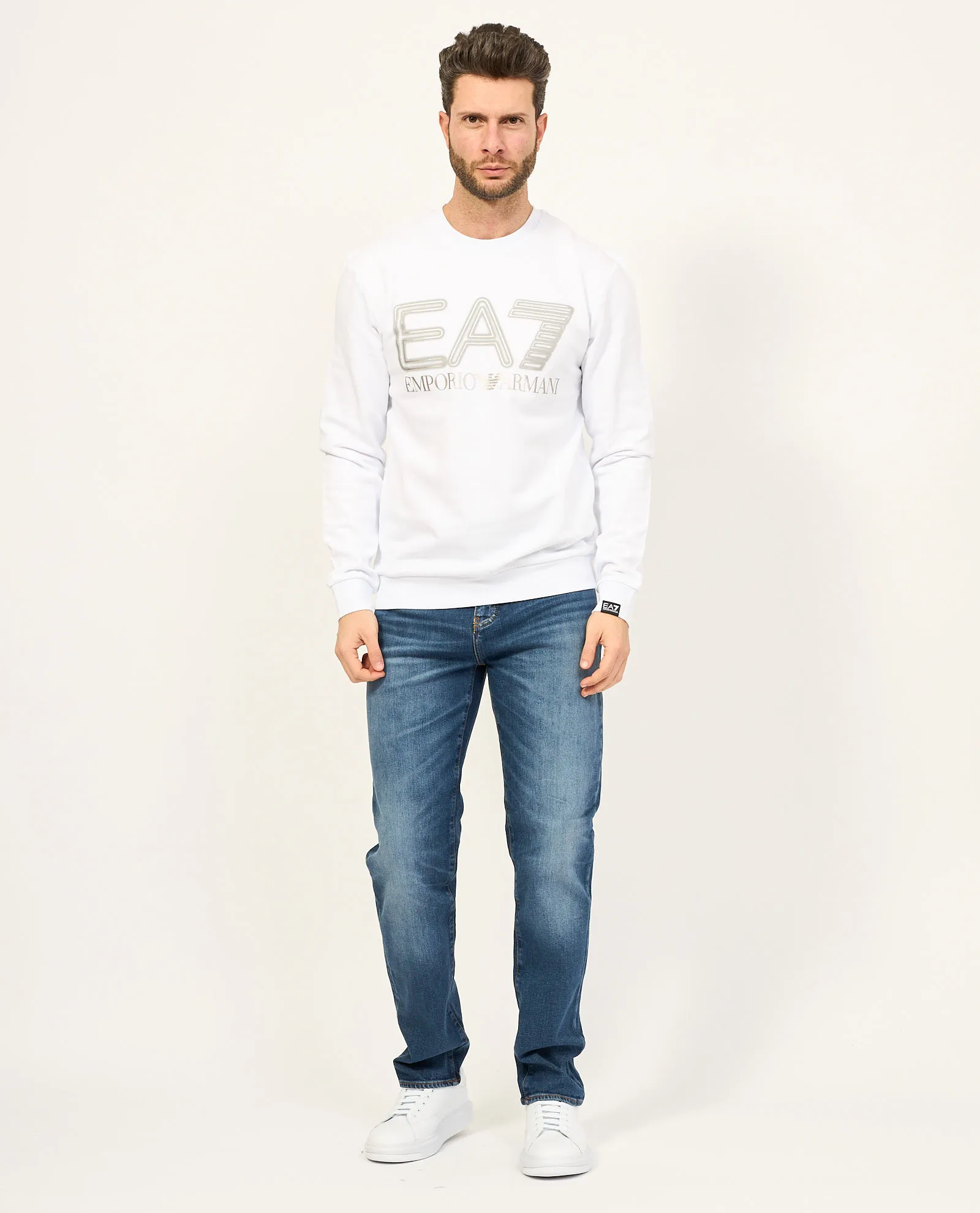 Felpa EA7 in girocollo con Logo Series in cotone