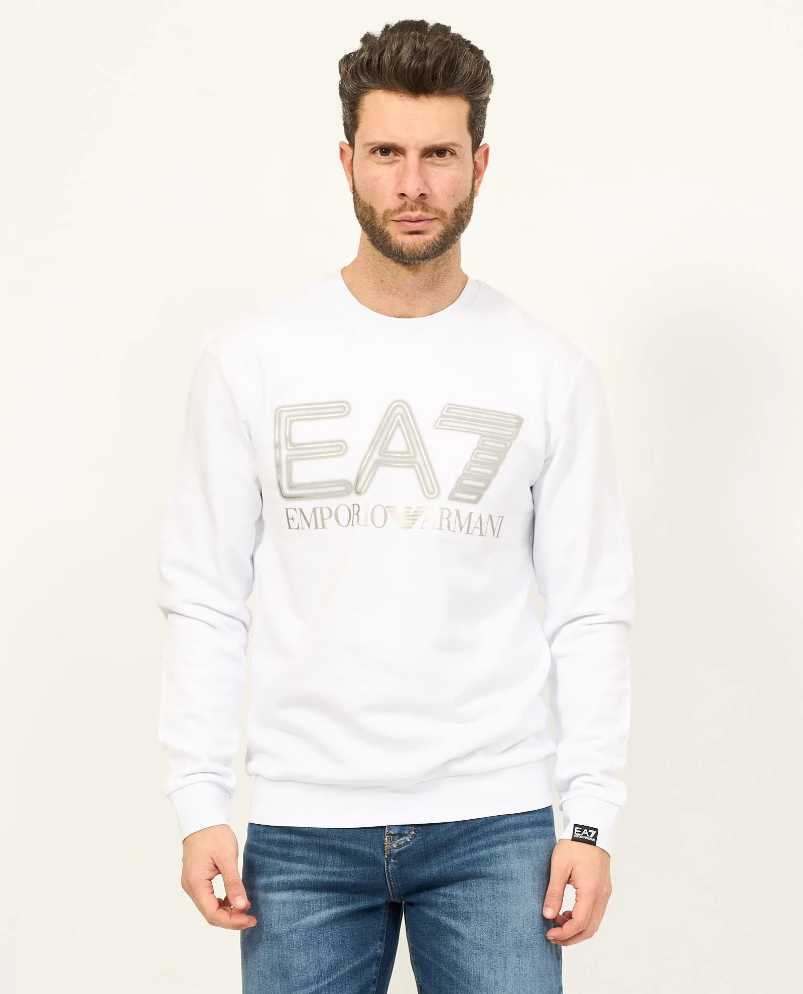 Felpa EA7 in girocollo con Logo Series in cotone