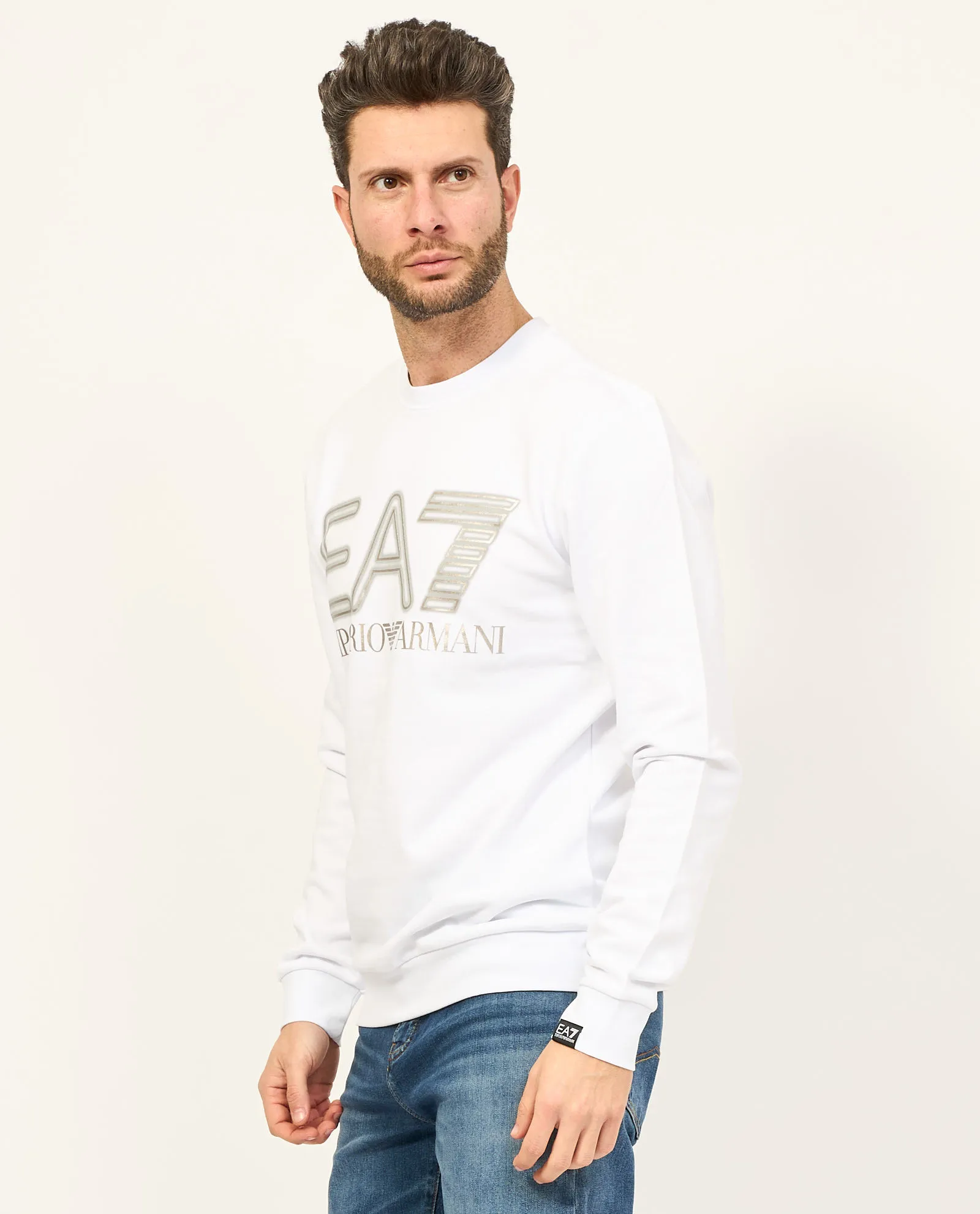 Felpa EA7 in girocollo con Logo Series in cotone