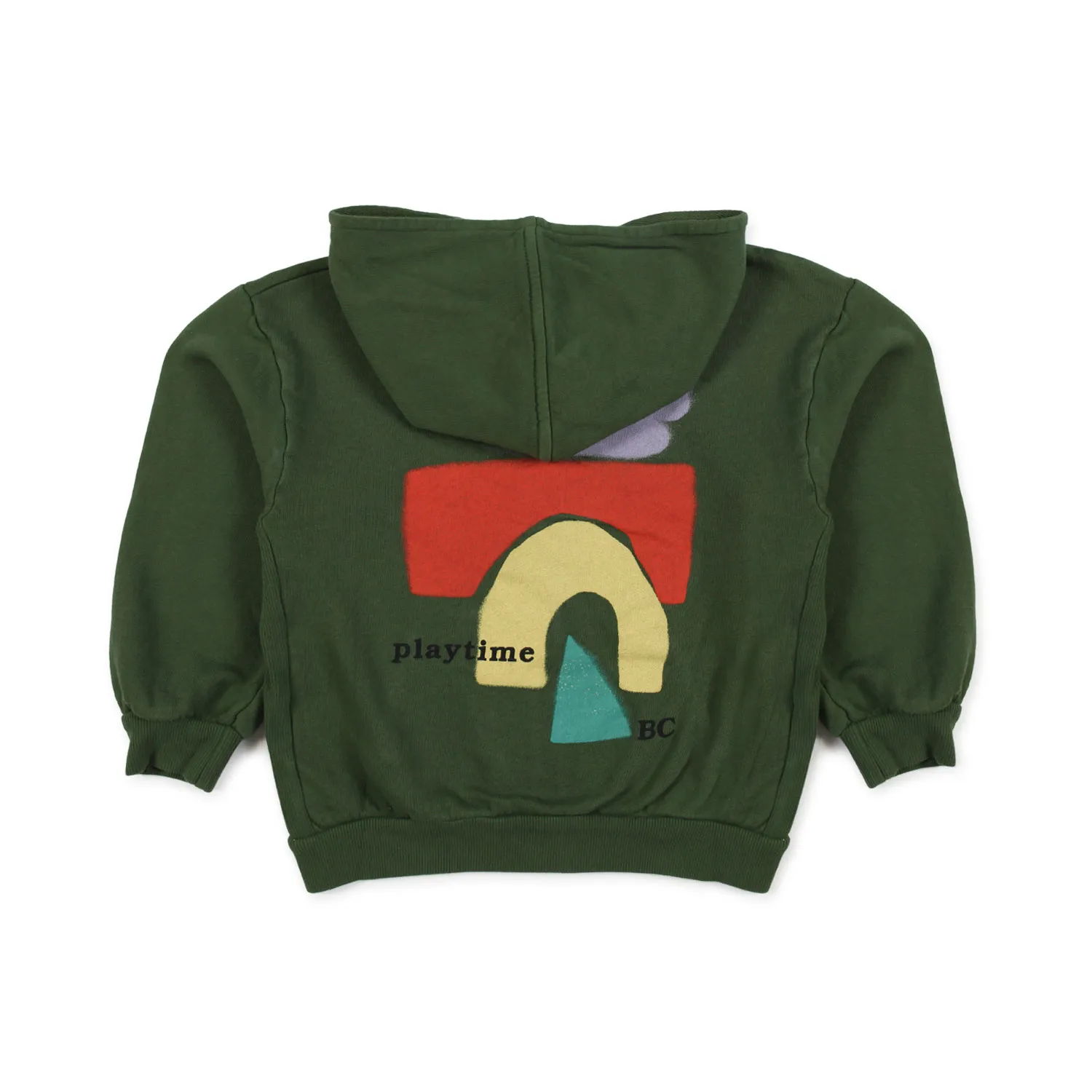 Felpa Verde Con Cappuccio E Stampe Bambino