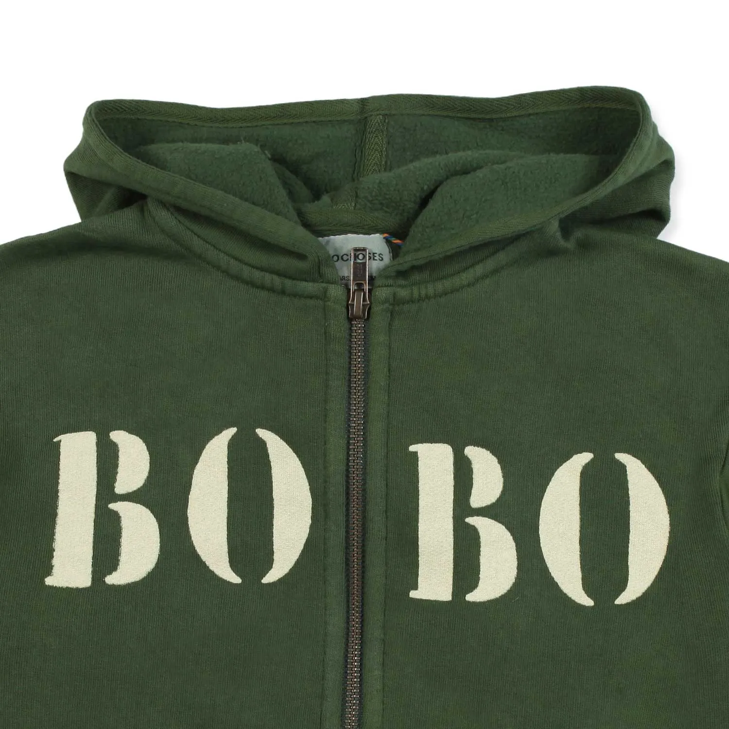 Felpa Verde Con Cappuccio E Stampe Bambino