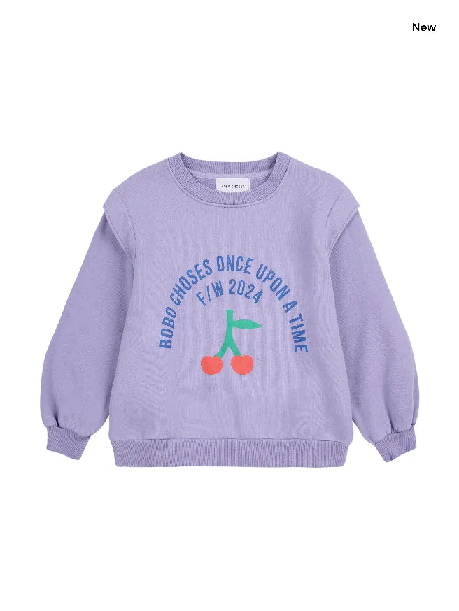 Felpa viola con stampa per neonata e bambina