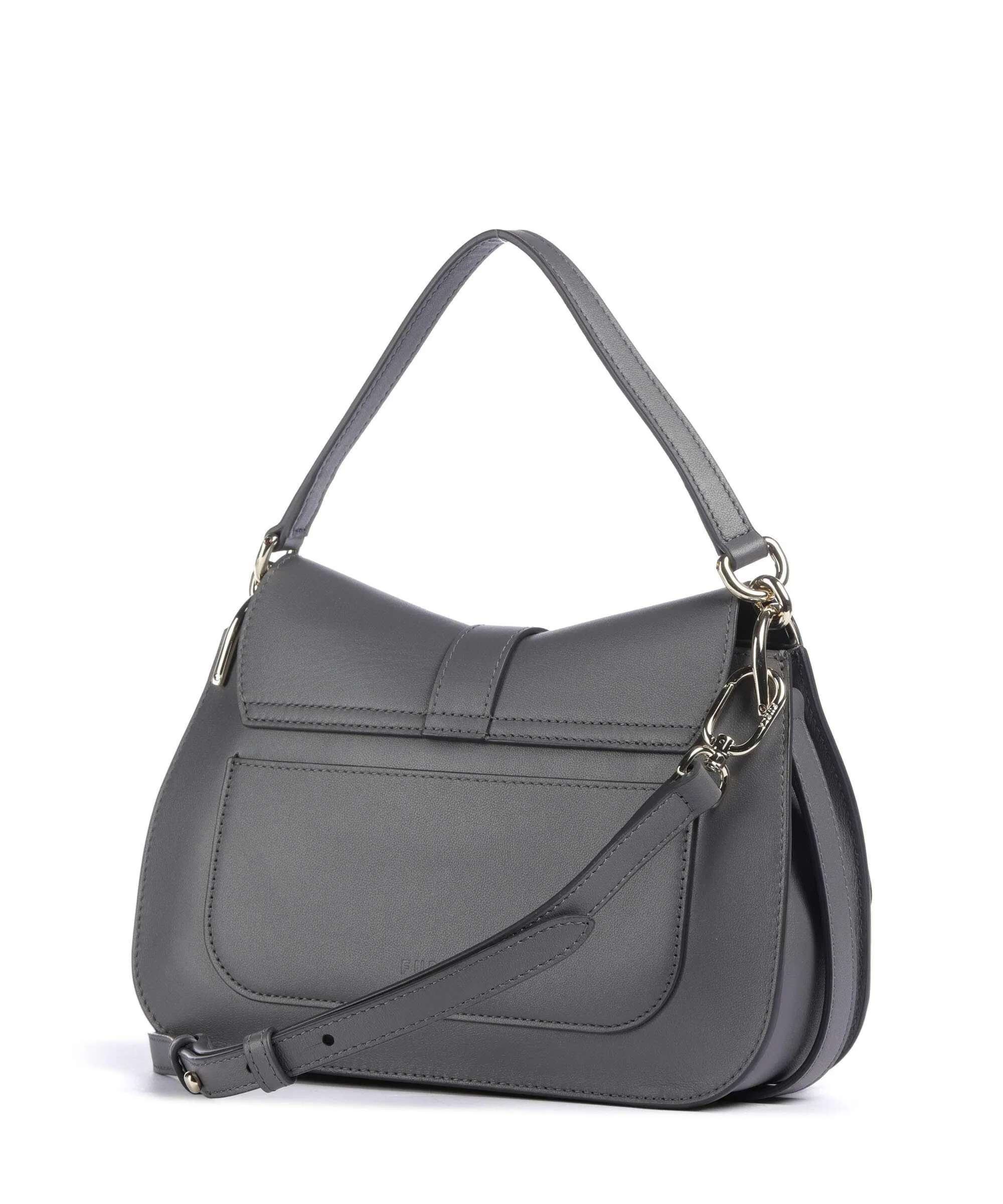  Furla Flow M Borsa a mano pelle a grana fine grigio scuro  