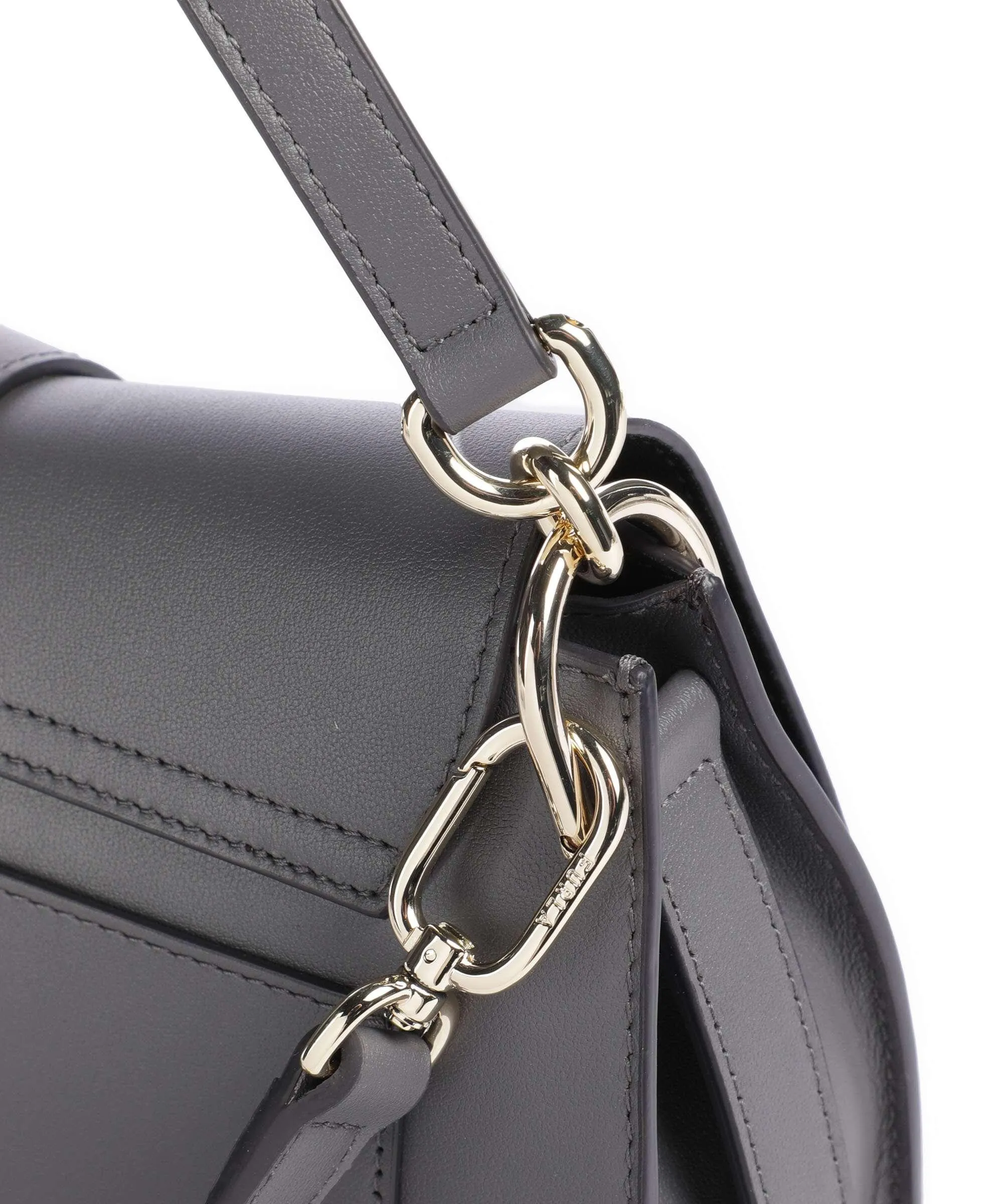  Furla Flow M Borsa a mano pelle a grana fine grigio scuro  