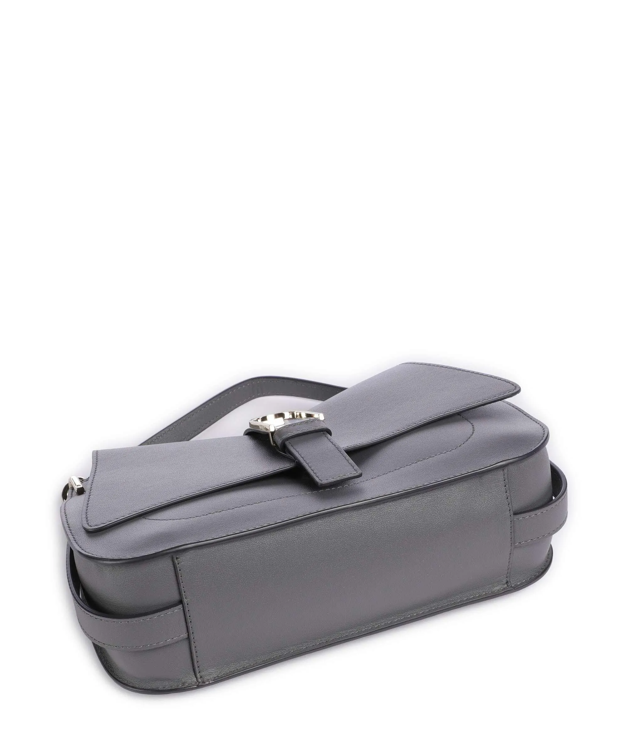  Furla Flow M Borsa a mano pelle a grana fine grigio scuro  