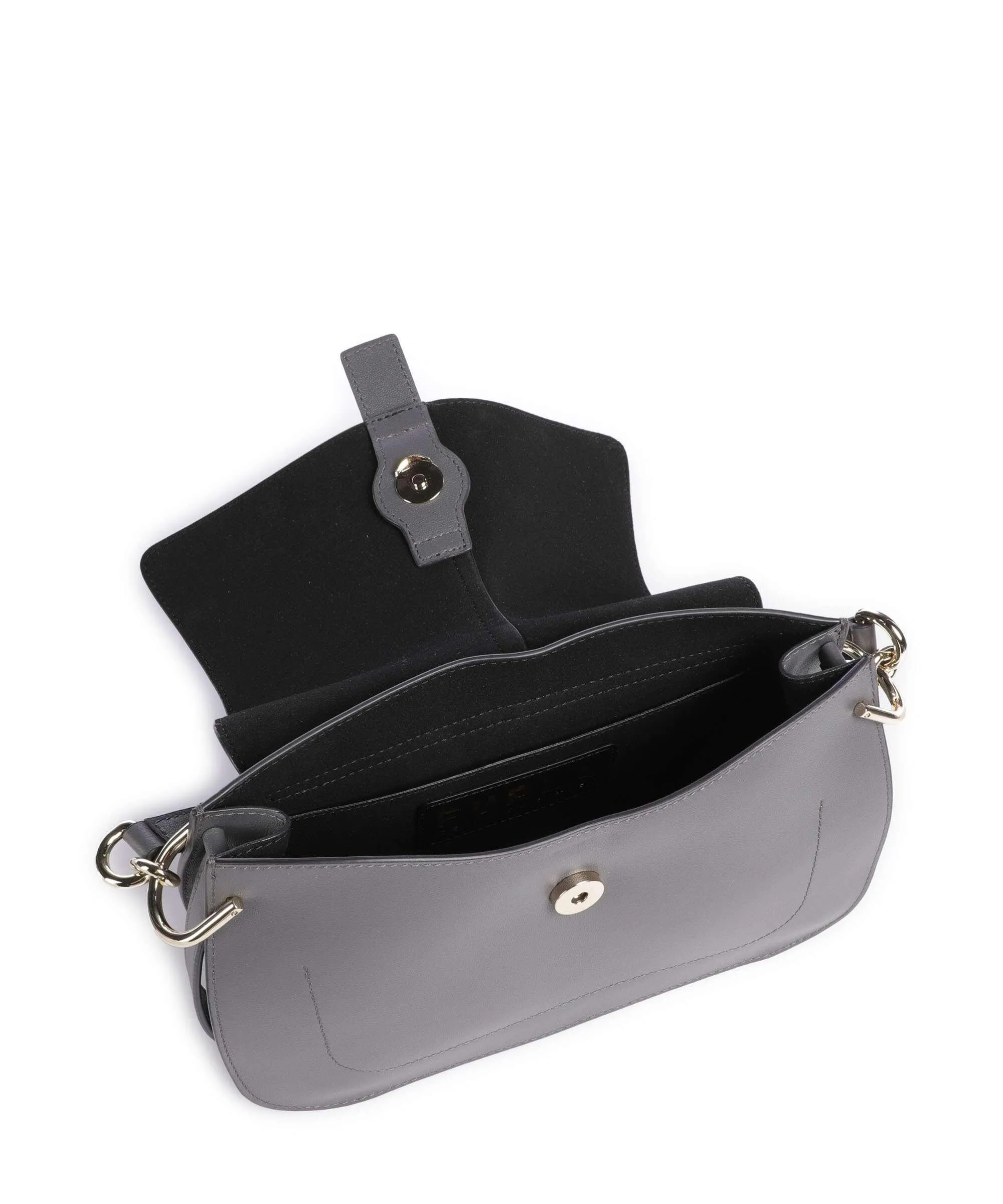  Furla Flow M Borsa a mano pelle a grana fine grigio scuro  