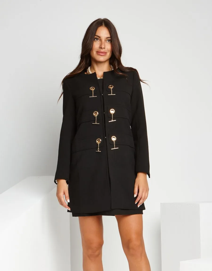 Giacca lunga con anelli e catene oro