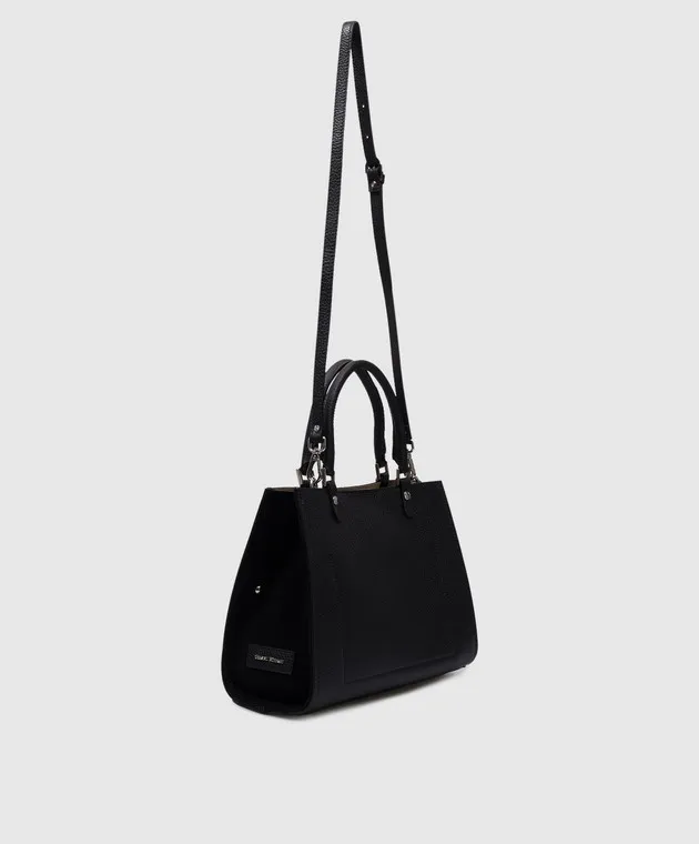 Gianni Notaro Borsa tote in pelle nera con logo 420DOLLARO