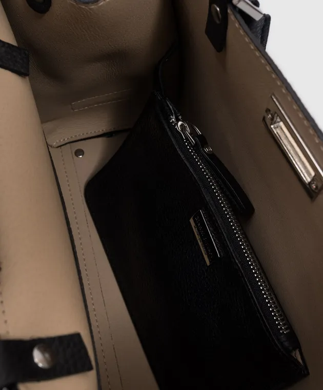 Gianni Notaro Borsa tote in pelle nera con logo 420DOLLARO