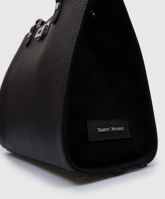 Gianni Notaro Borsa tote in pelle nera con logo 420DOLLARO