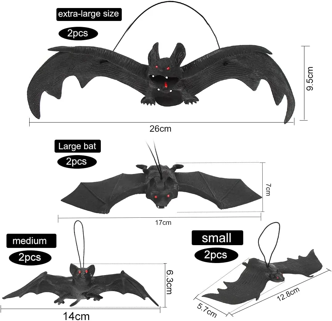 Halloween Decorazioni, 8pcs Halloween Pipistrello, Appendere Pipistrelli, Realistico in Gomma Halloween Pipistrello Appeso, Pipi
