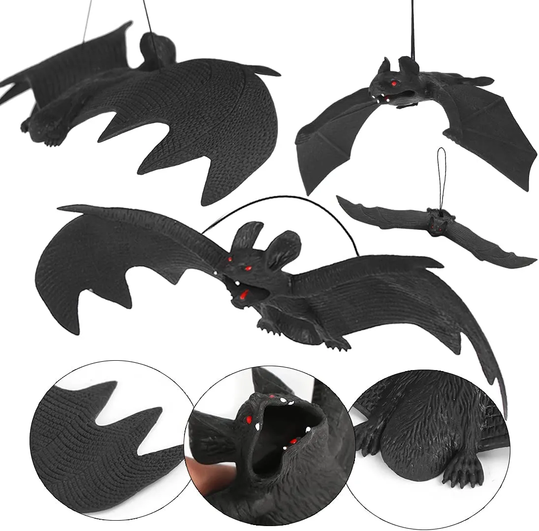 Halloween Decorazioni, 8pcs Halloween Pipistrello, Appendere Pipistrelli, Realistico in Gomma Halloween Pipistrello Appeso, Pipi
