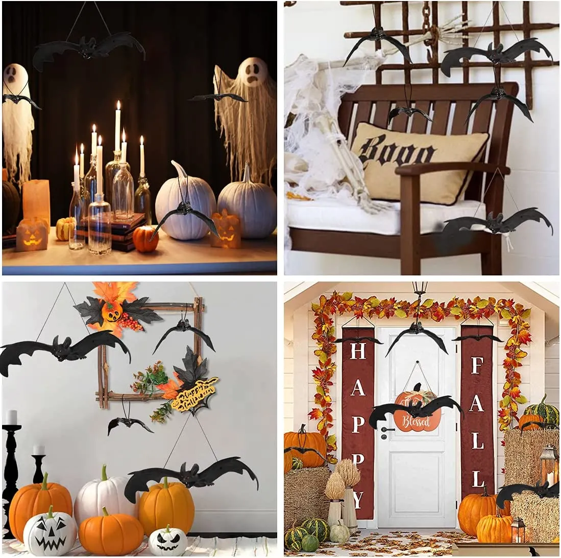 Halloween Decorazioni, 8pcs Halloween Pipistrello, Appendere Pipistrelli, Realistico in Gomma Halloween Pipistrello Appeso, Pipi