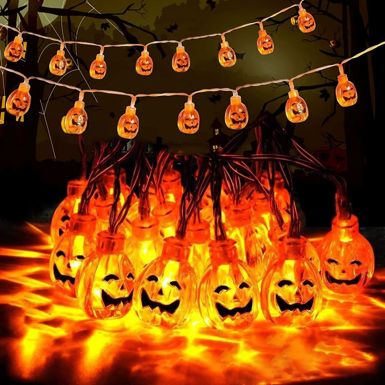 Halloween Luci Stringa, Luci di Zucca di Halloween, 3M/20 LED Luci Halloween Zucca con 2 Modalità Regolabili, IP65 Impermeabile 