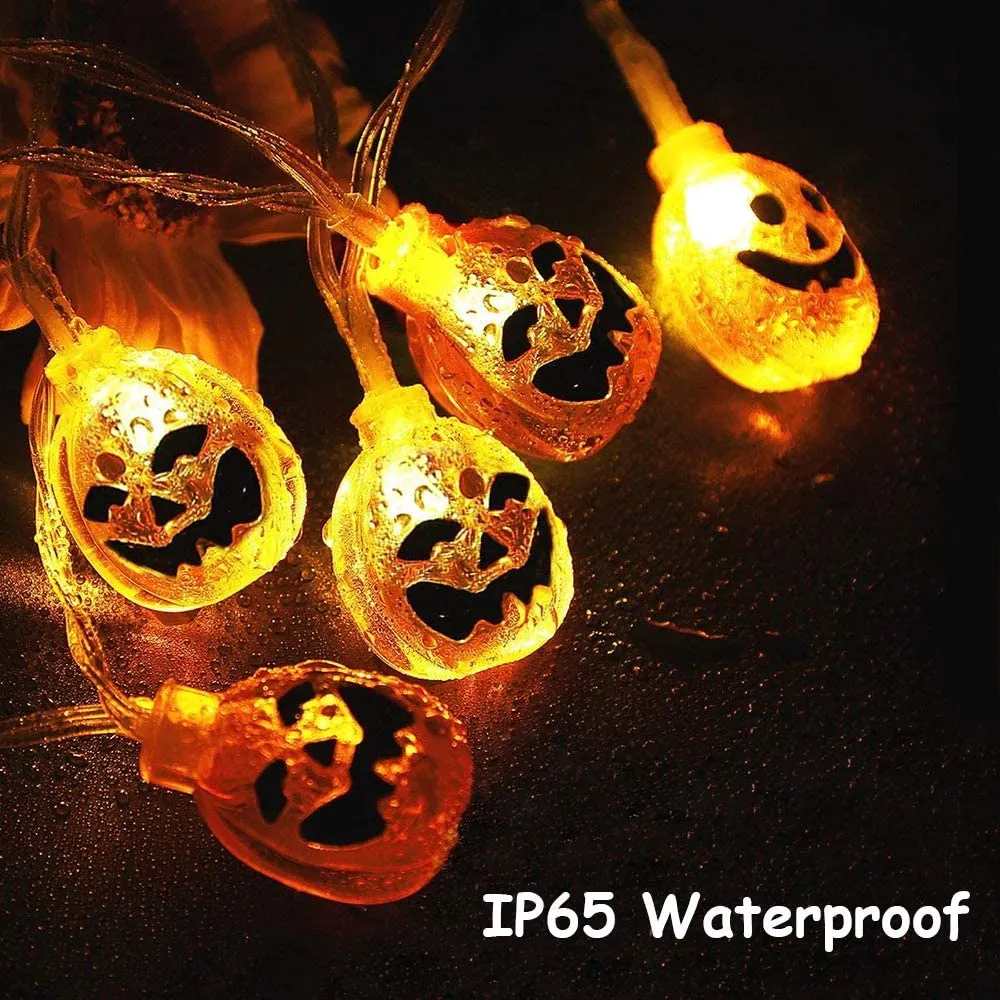 Halloween Luci Stringa, Luci di Zucca di Halloween, 3M/20 LED Luci Halloween Zucca con 2 Modalità Regolabili, IP65 Impermeabile 