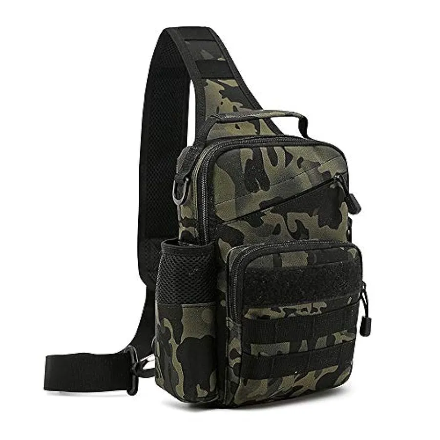 HUNTVP Zaino Monospalla Militare Tattico Uomo Borsa Petto Sportivo Molle Zaino a Tracolla per Sport Ciclismo Trekking Campeggio 