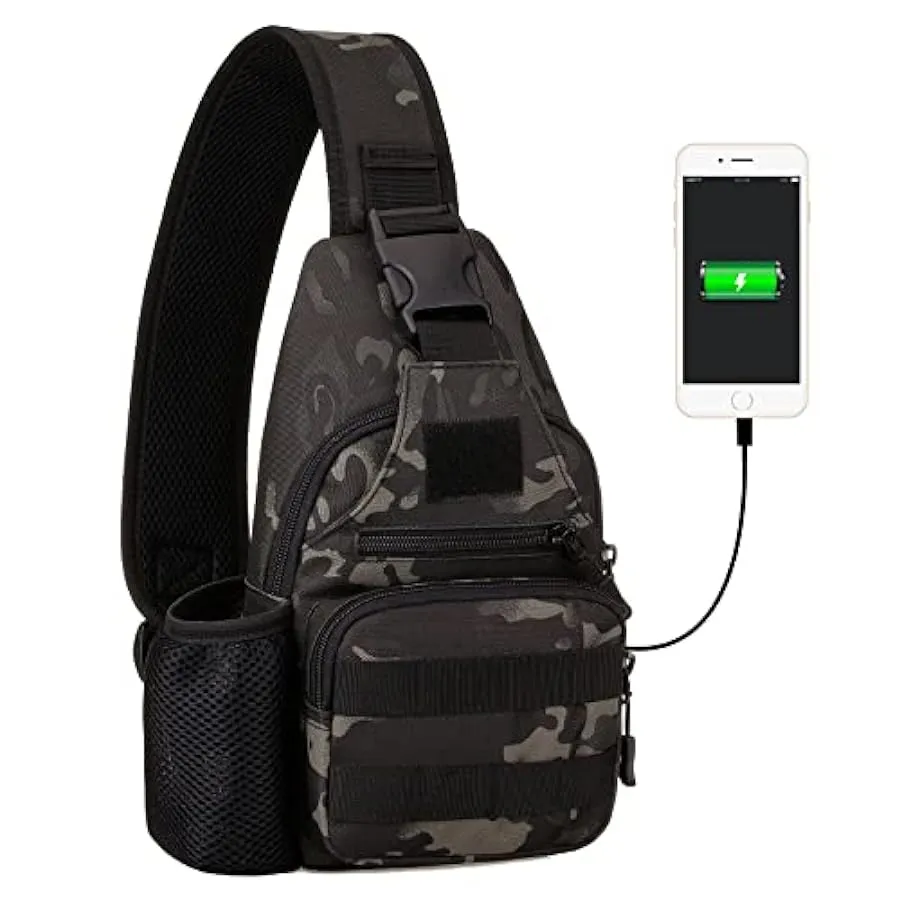 HUNTVP Zaino Monospalla Militare Tattico Uomo Borsa Petto Sportivo Molle Zaino a Tracolla per Sport Ciclismo Trekking Campeggio 
