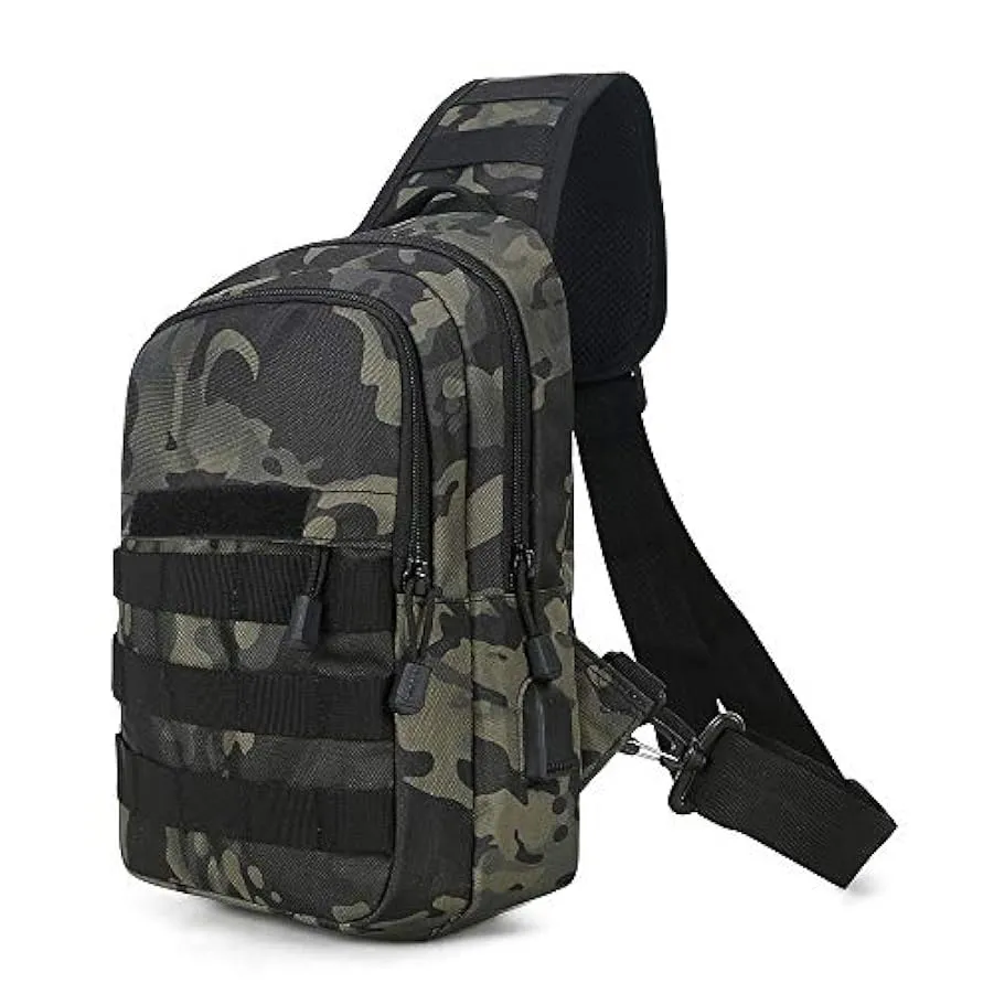 HUNTVP Zaino Monospalla Militare Tattico Uomo Borsa Petto Sportivo Molle Zaino a Tracolla per Sport Ciclismo Trekking Campeggio 