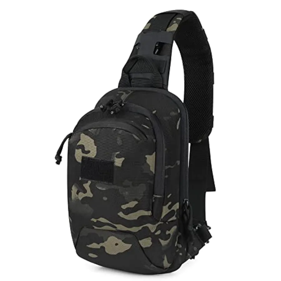 HUNTVP Zaino Monospalla Militare Tattico Uomo Borsa Petto Sportivo Molle Zaino a Tracolla per Sport Ciclismo Trekking Campeggio 