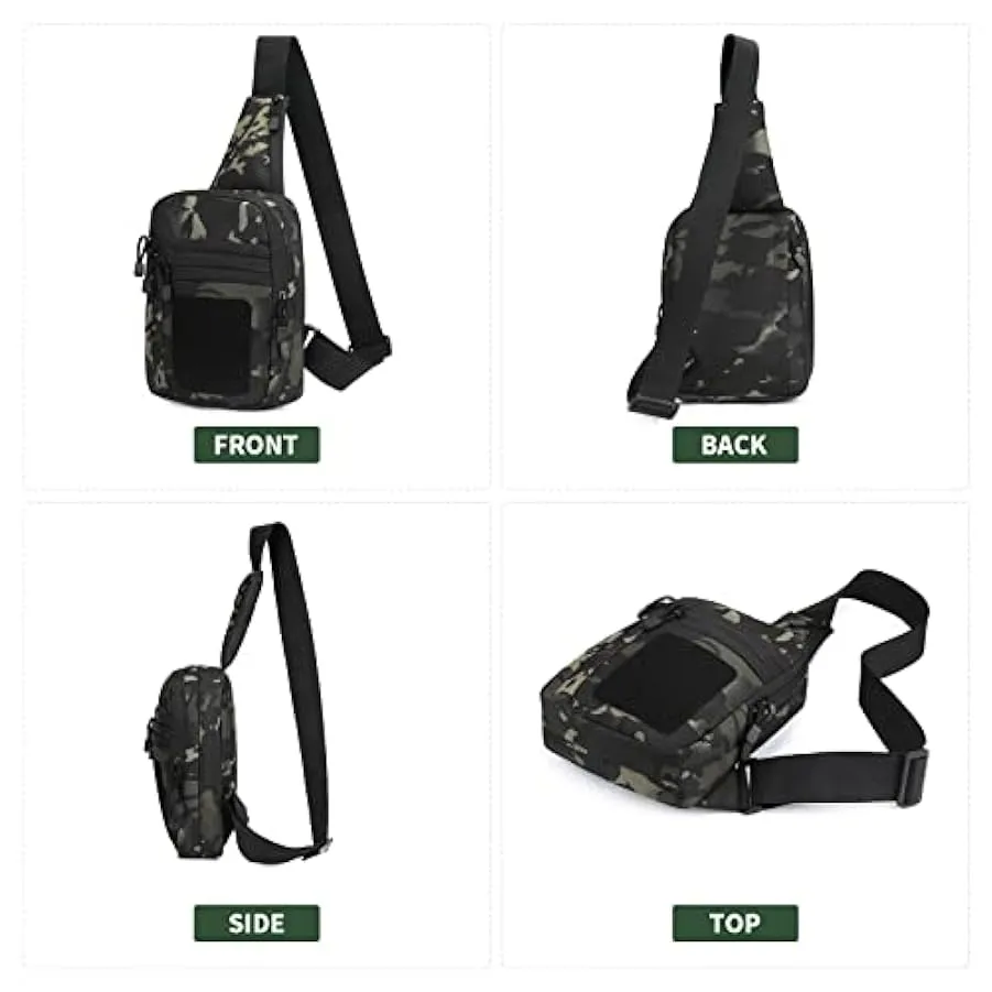 HUNTVP Zaino Monospalla Militare Tattico Uomo Borsa Petto Sportivo Molle Zaino a Tracolla per Sport Ciclismo Trekking Campeggio 