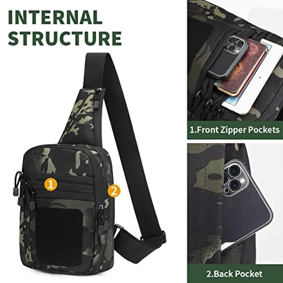 HUNTVP Zaino Monospalla Militare Tattico Uomo Borsa Petto Sportivo Molle Zaino a Tracolla per Sport Ciclismo Trekking Campeggio 