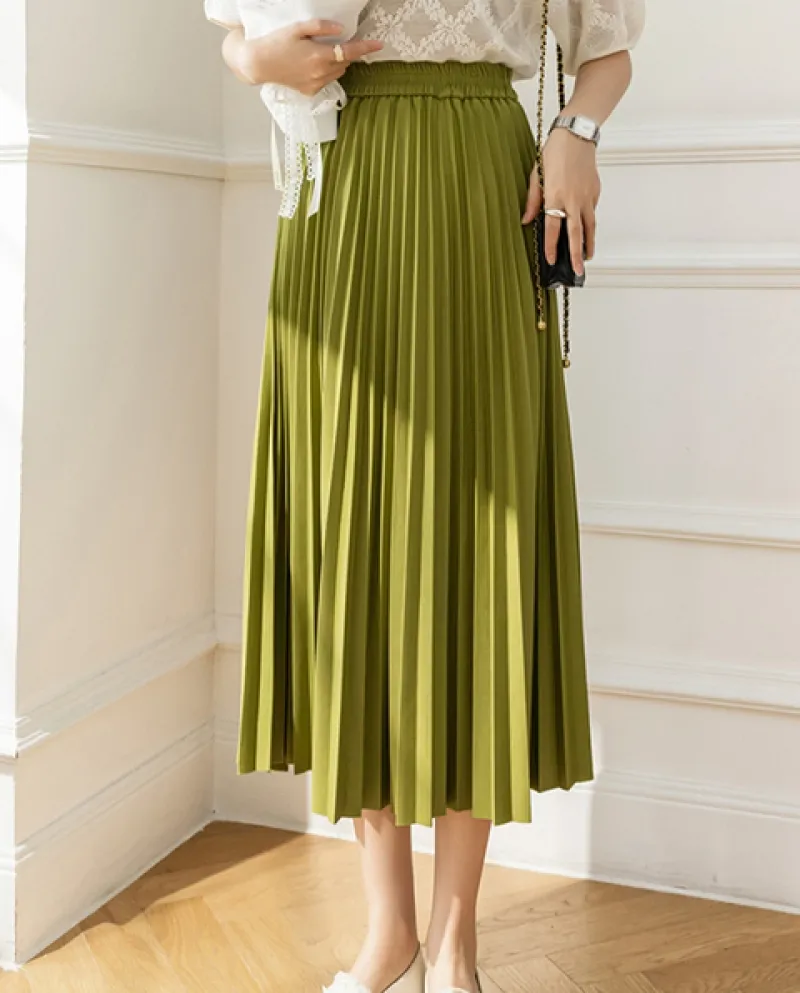 Jmprs Donne Eleganti Gonne Lunghe Casual Elastico Vita Alta Signore Plea