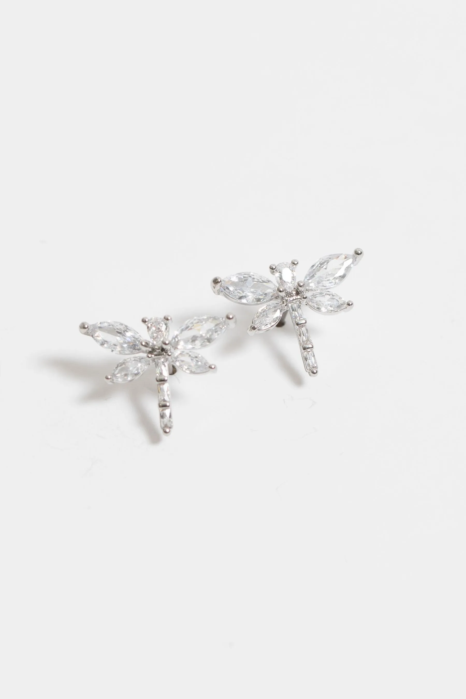 Jon Richard - Orecchini a bottone con cristalli in zirconia cubica e libellula