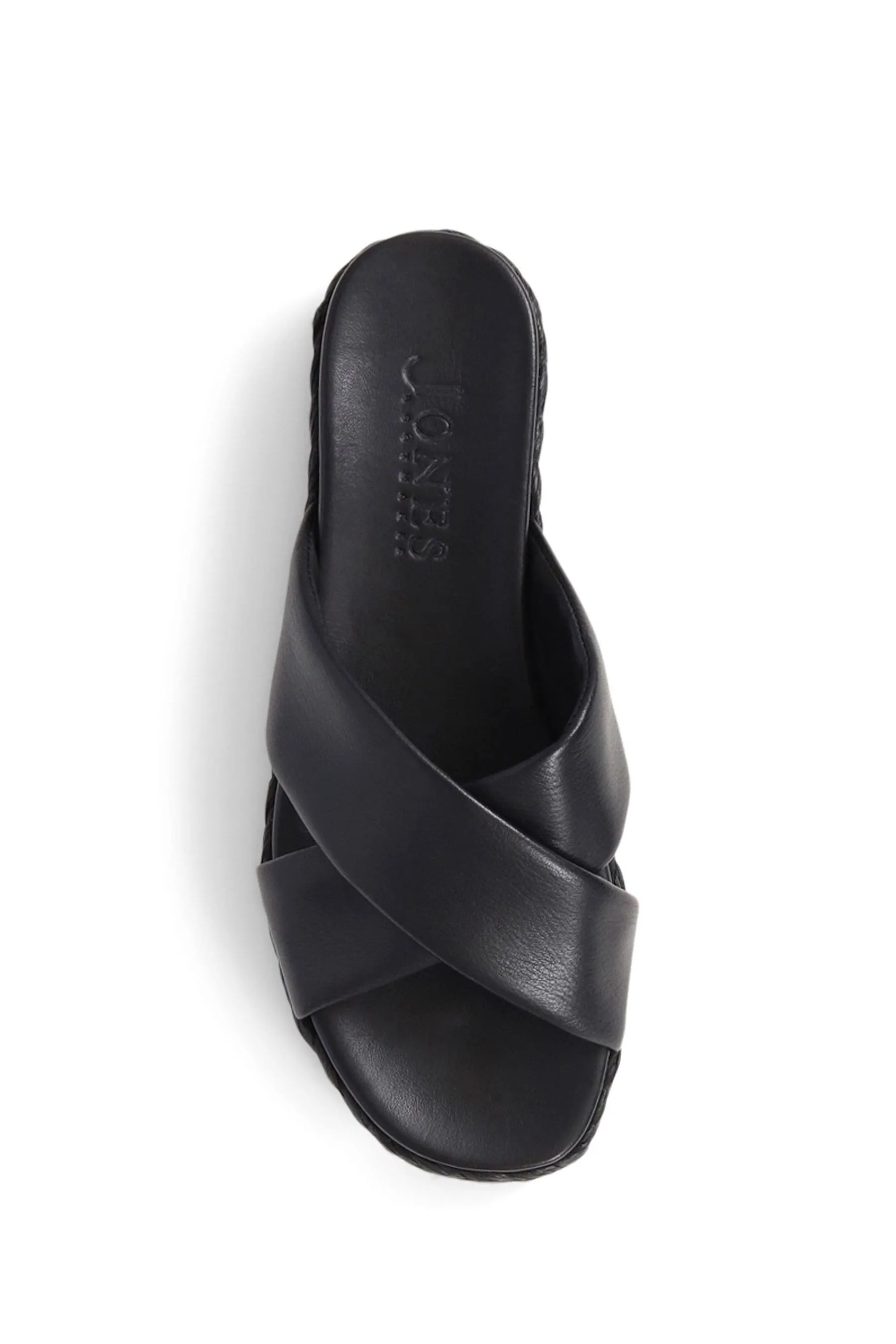 Jones Bootmaker - Glacier - Nero in pelle con plateau - Sandali