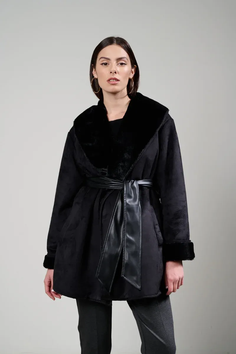 KAOS COLLECTION Ecoshearling donna lunghezza midi CAPPOTTO PI1LE008