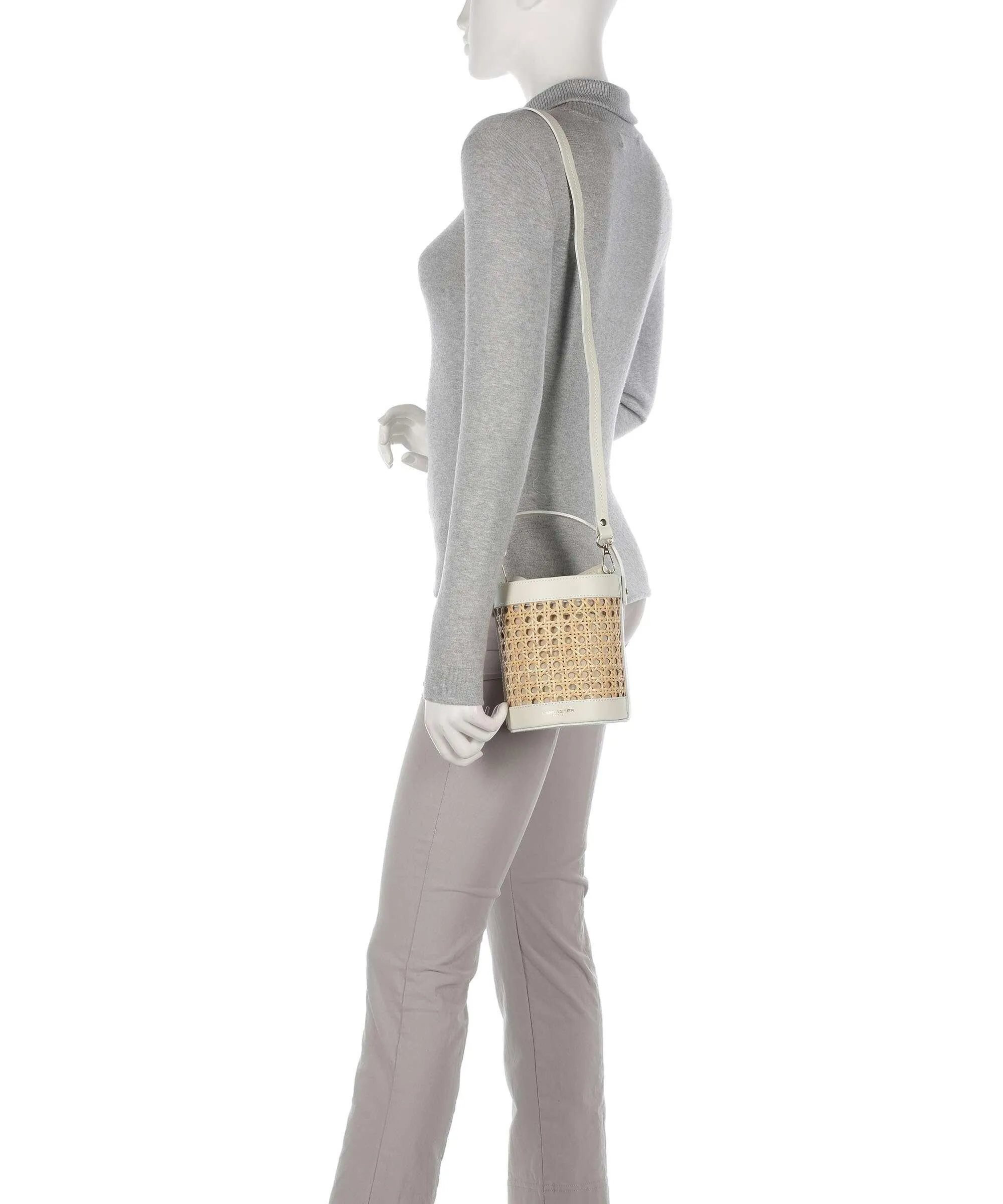  Lancaster Actual Cannage Rotin Borsa a secchiello rattan, pelle bovina beige  