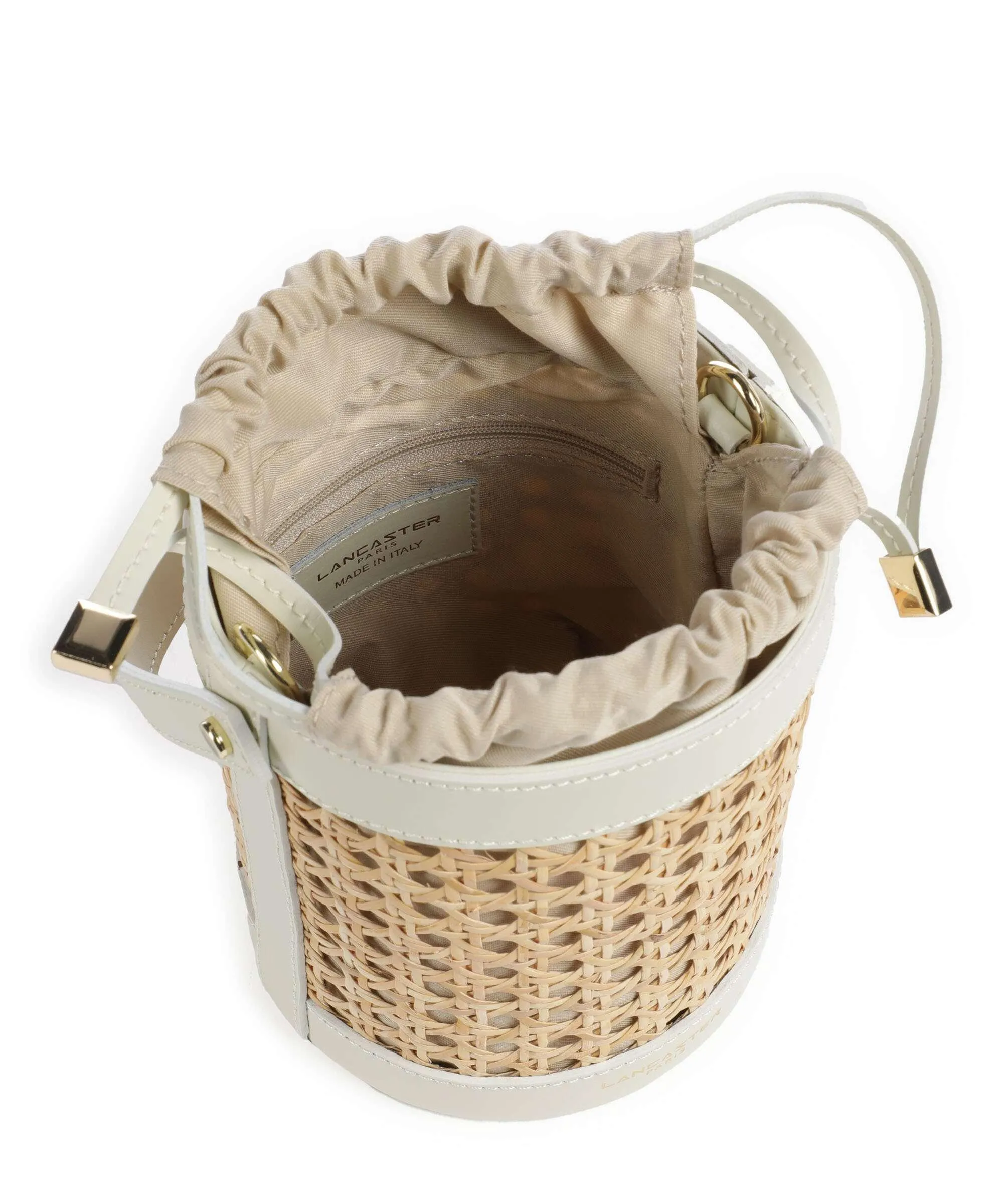  Lancaster Actual Cannage Rotin Borsa a secchiello rattan, pelle bovina beige  
