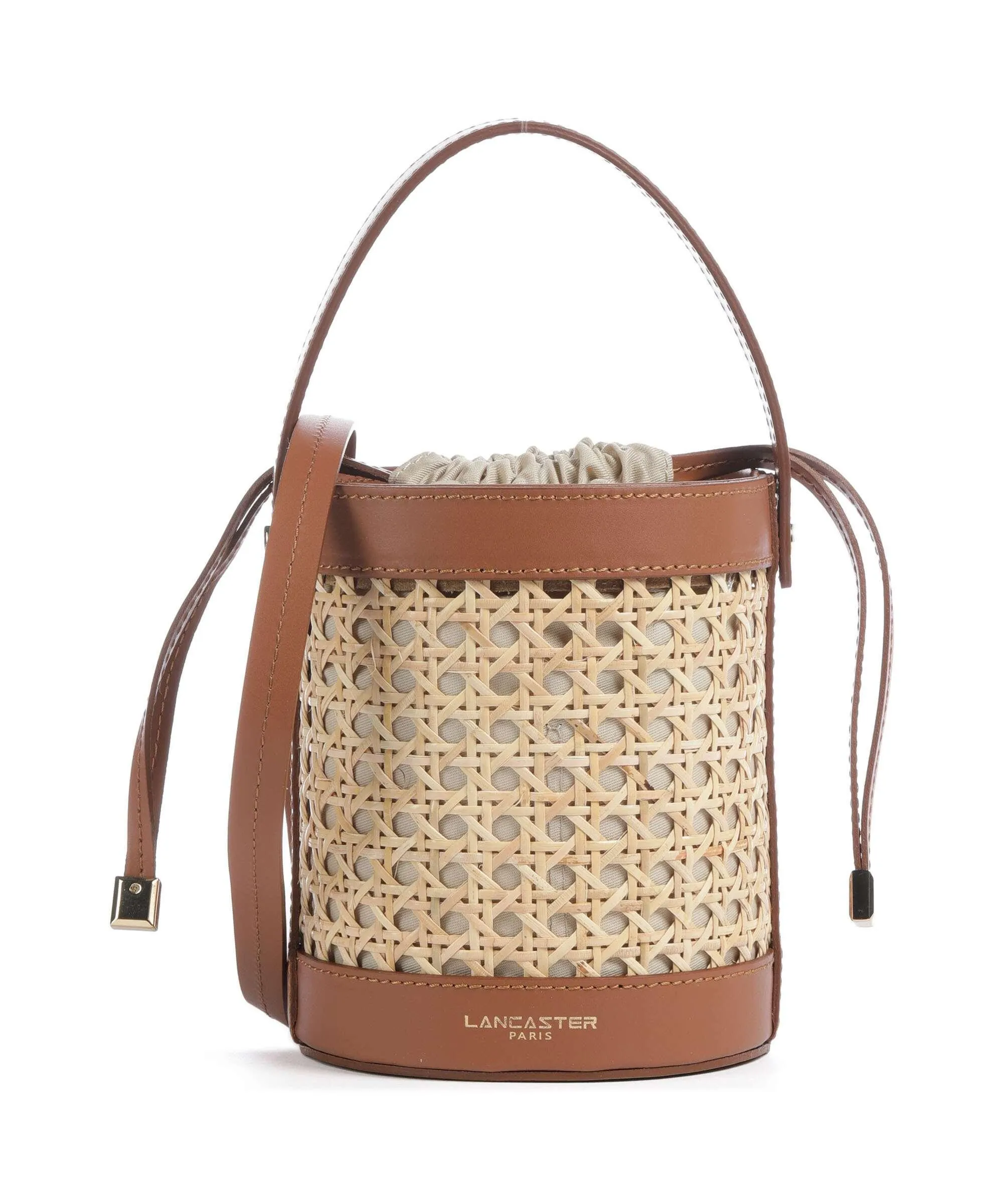  Lancaster Actual Cannage Rotin Borsa a secchiello rattan, pelle bovina marrone/beige  
