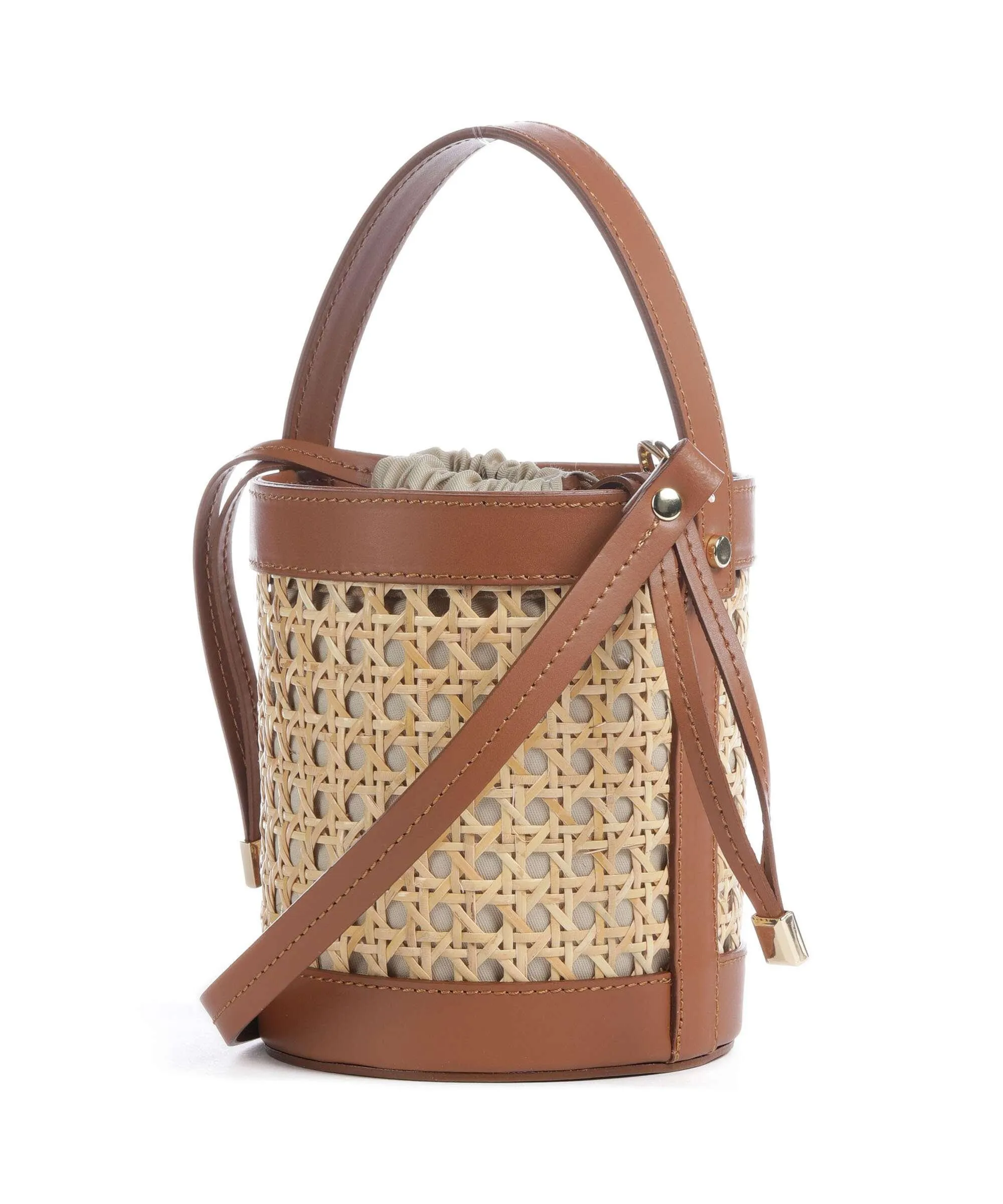  Lancaster Actual Cannage Rotin Borsa a secchiello rattan, pelle bovina marrone/beige  