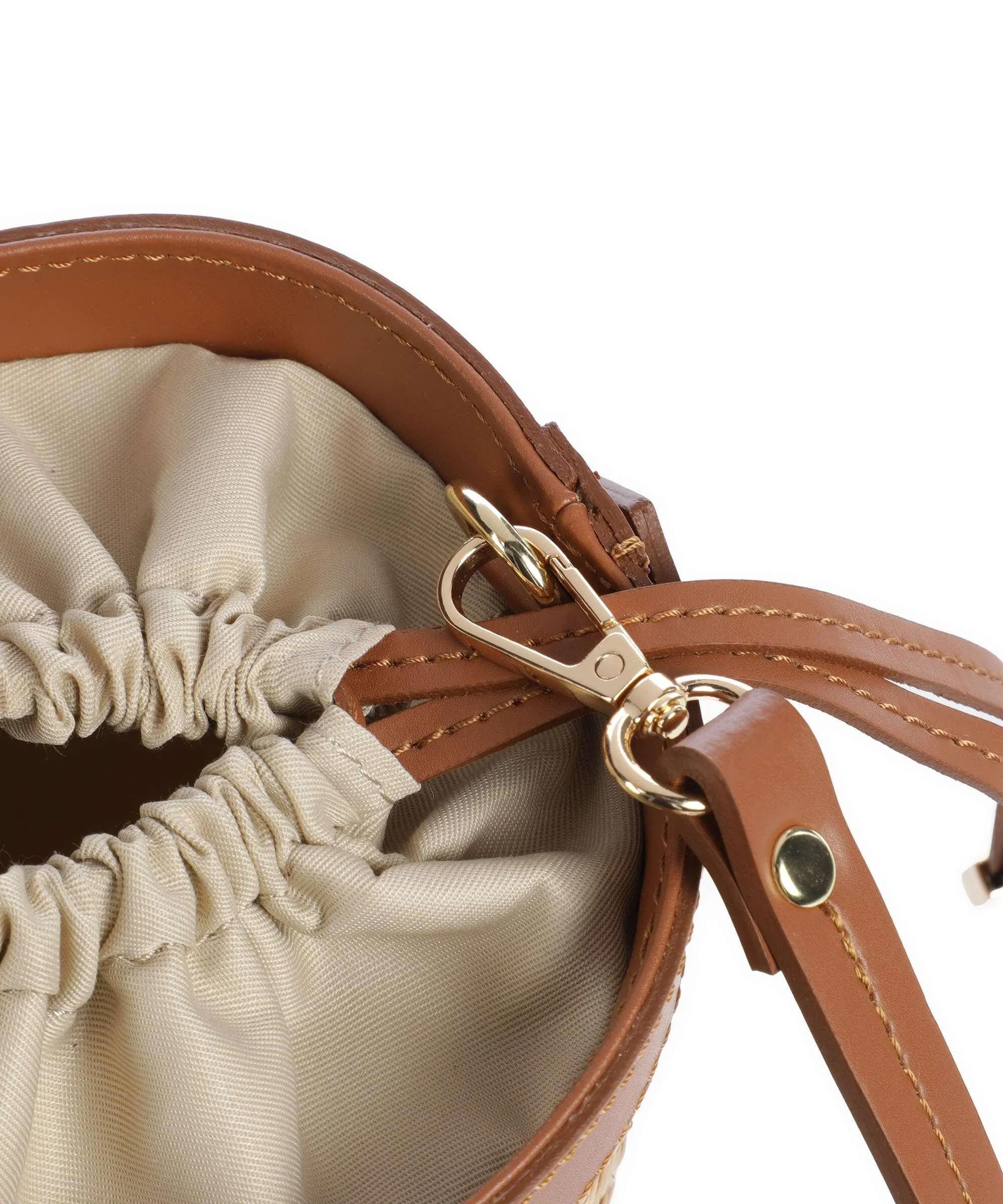  Lancaster Actual Cannage Rotin Borsa a secchiello rattan, pelle bovina marrone/beige  