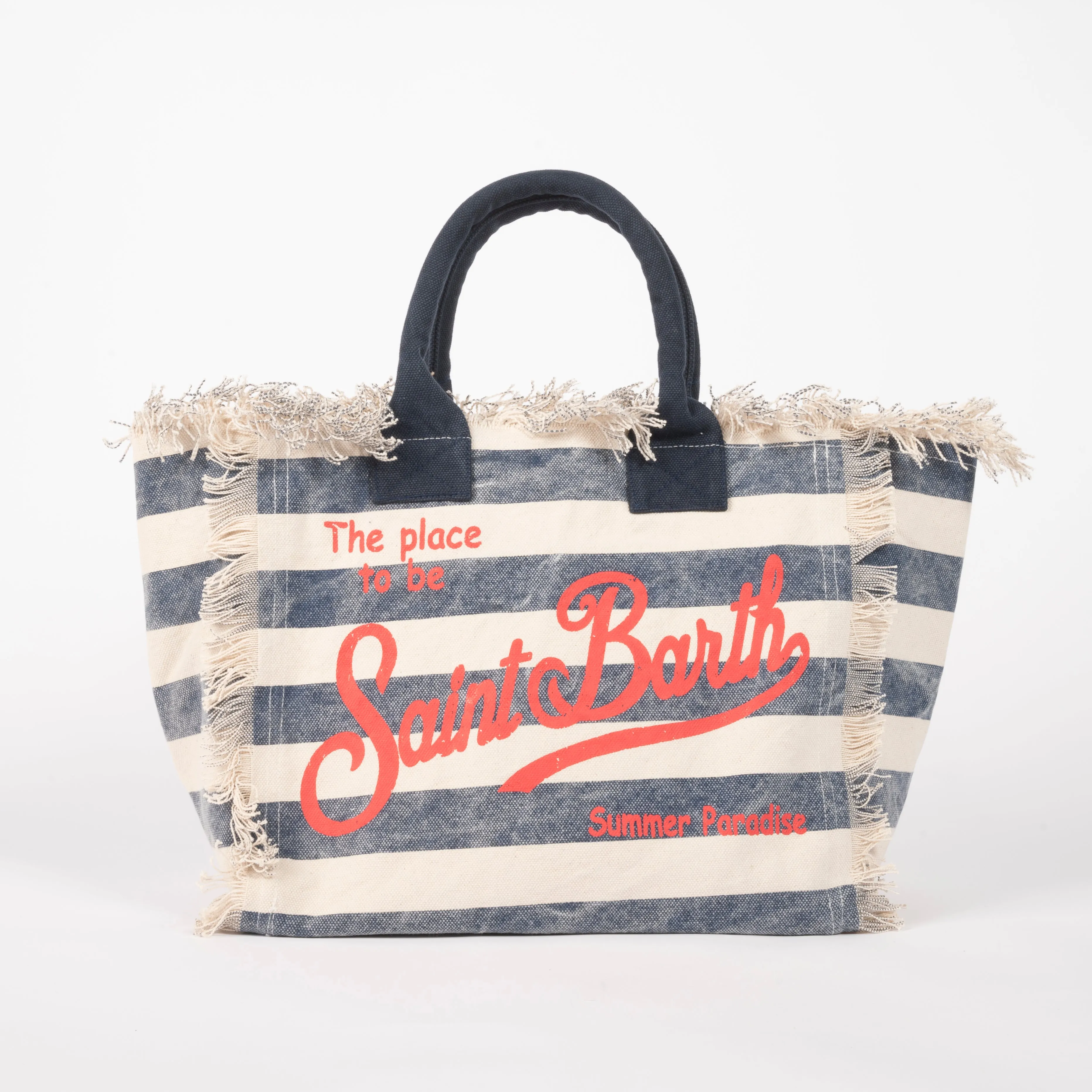 Mc2 Saint Barth borsa vanity righe blu canvas