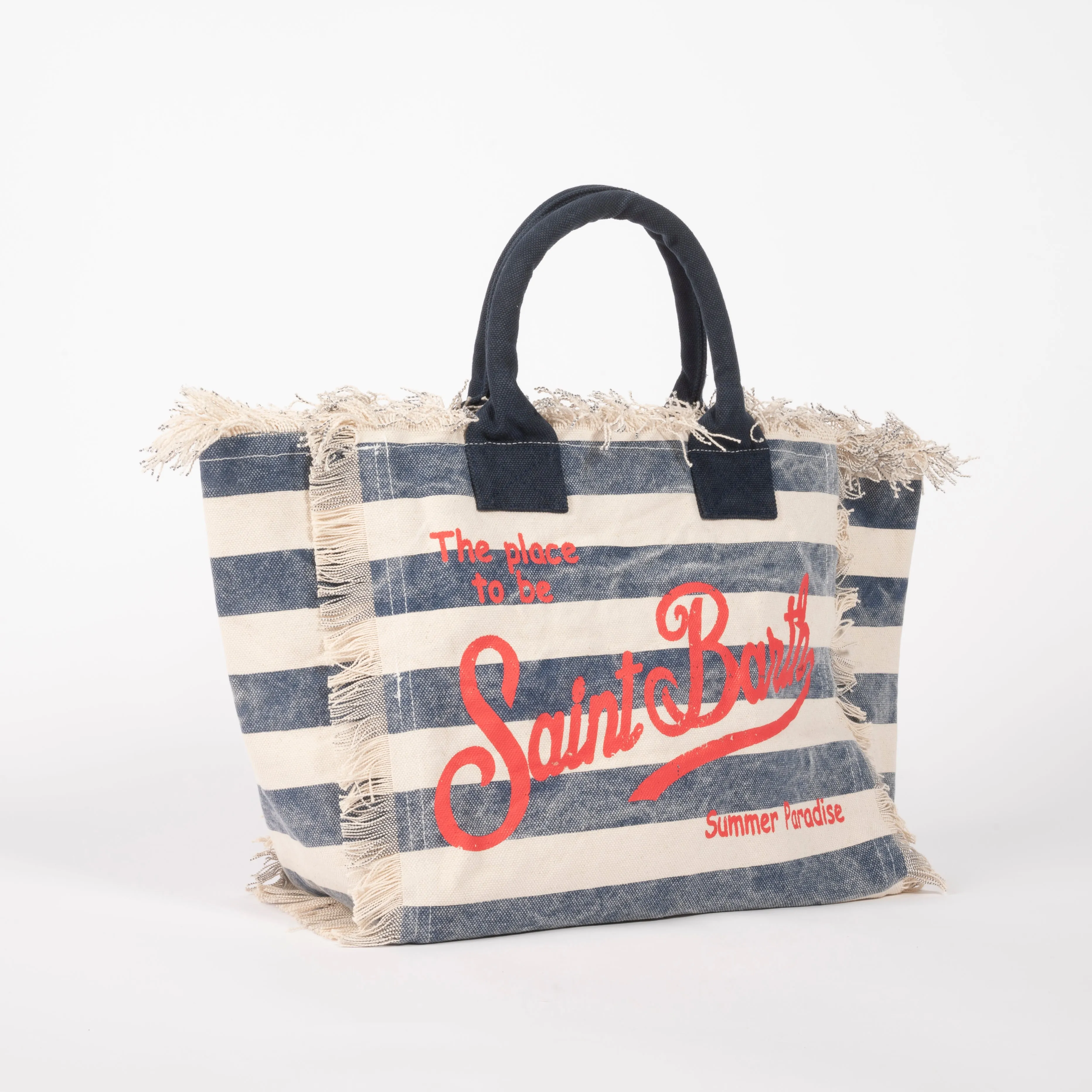 Mc2 Saint Barth borsa vanity righe blu canvas