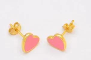 Mini orecchini a forma di cuore, colore rosa