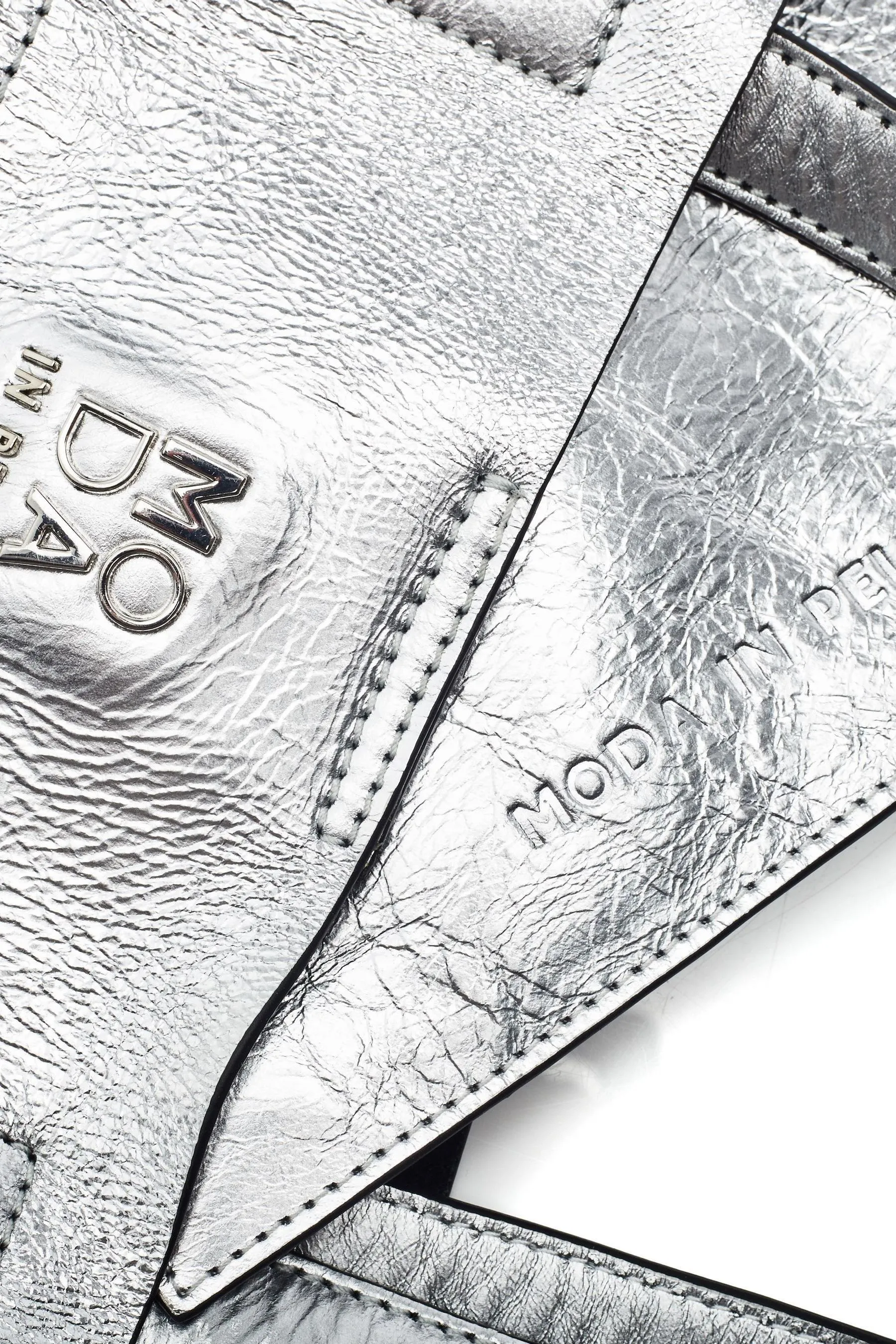 Moda in Pelle Argento - Indiana - Borsa tote grande in pelle con pochette interna