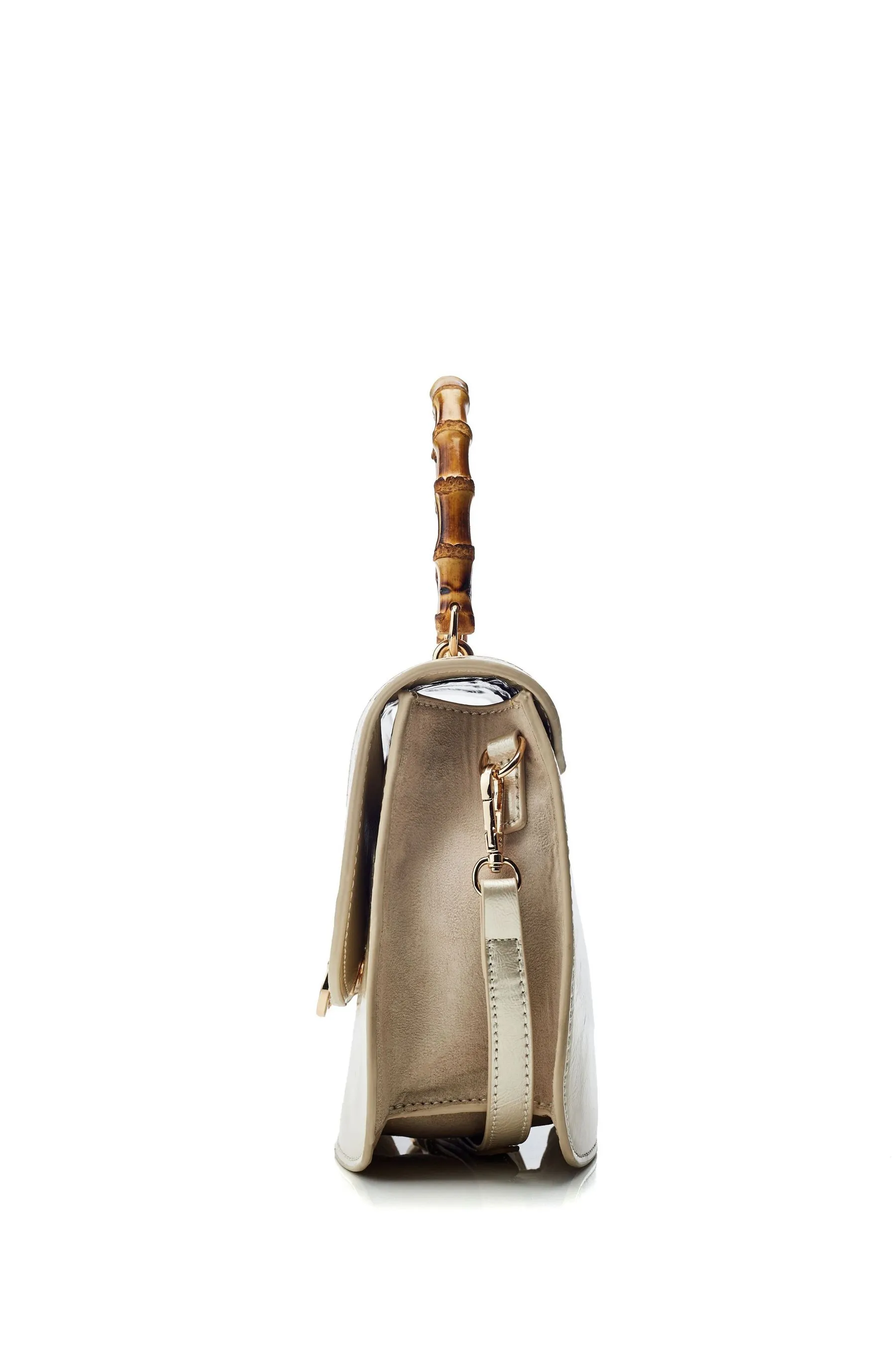 Moda in Pelle - Borsa a spalla con manici in bambù tigerlily