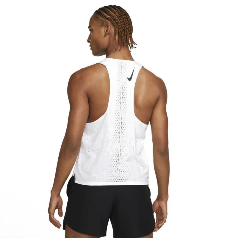 Nike Canotta Running Aroswft Bianco Nero Uomo