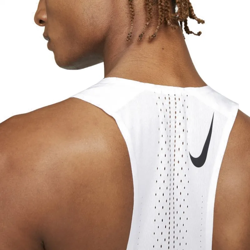 Nike Canotta Running Aroswft Bianco Nero Uomo