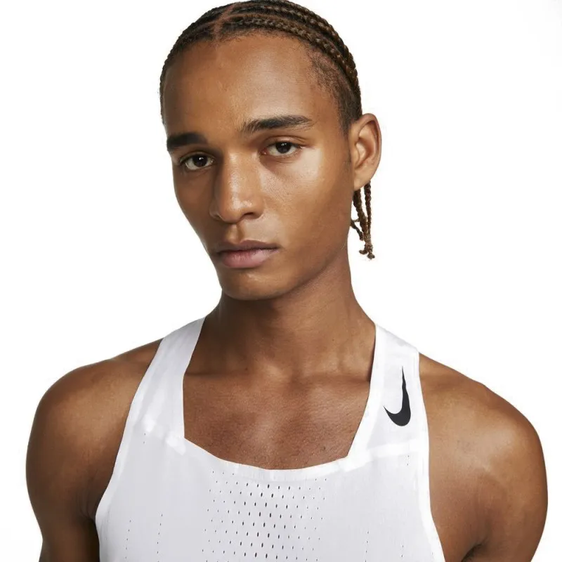 Nike Canotta Running Aroswft Bianco Nero Uomo