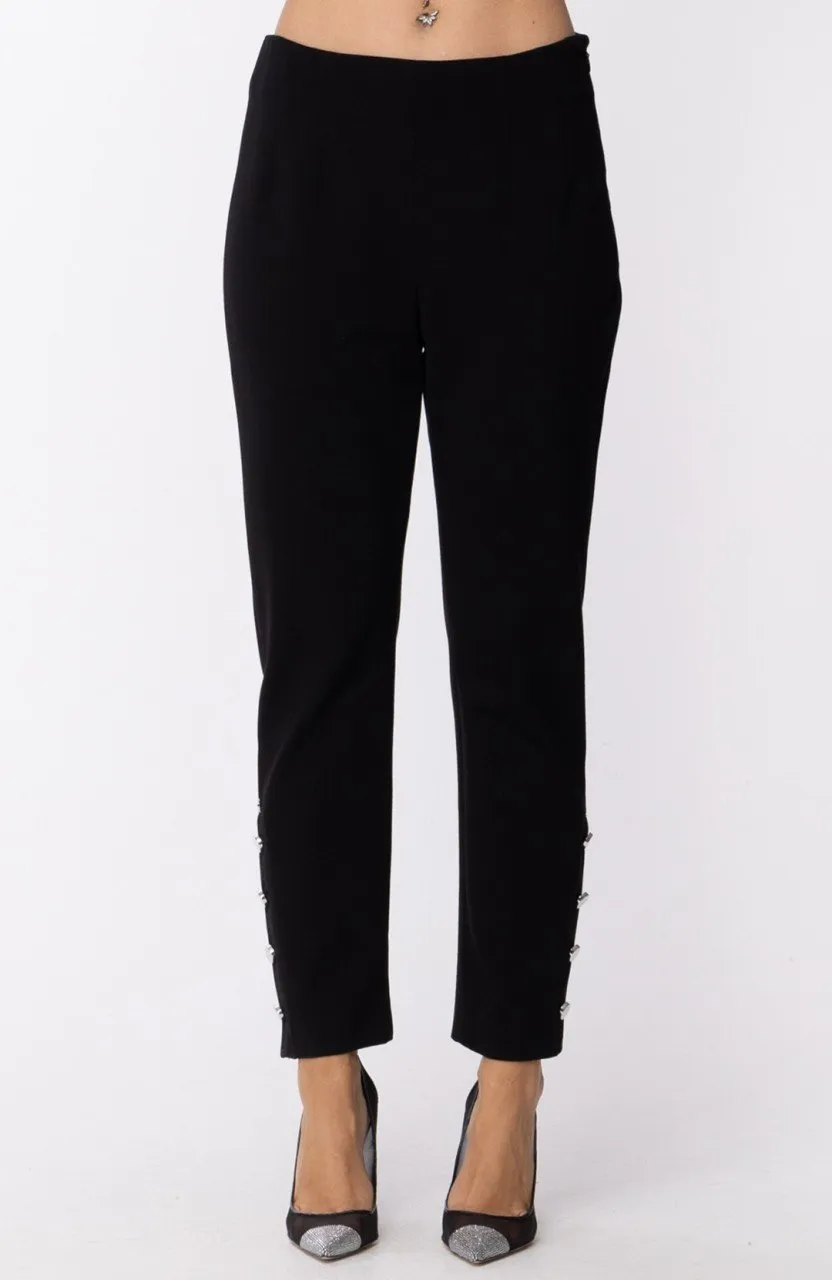 Pantalone Skinny con bottoni Nero